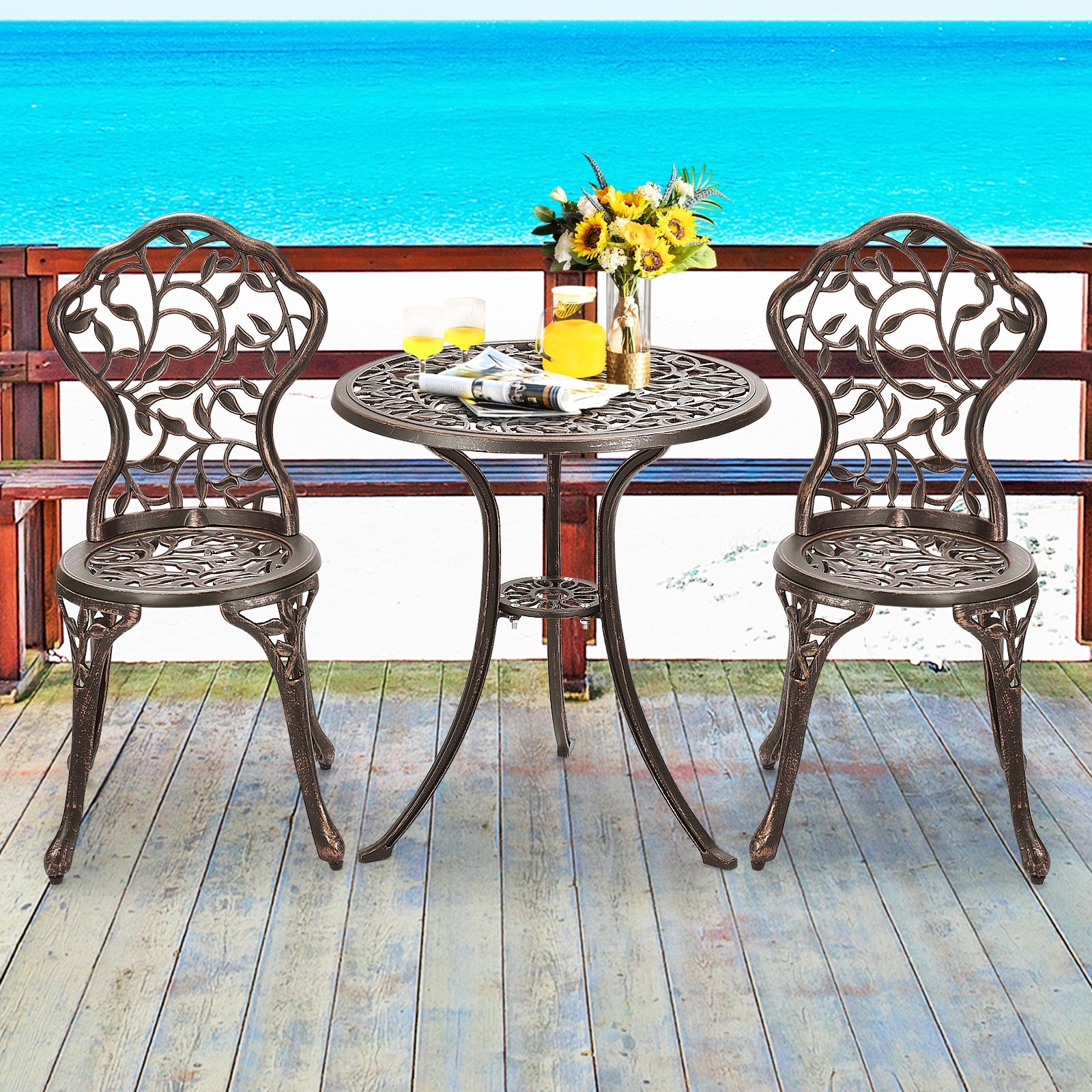 3 Pieces Cast Aluminum Bistro SetÂ