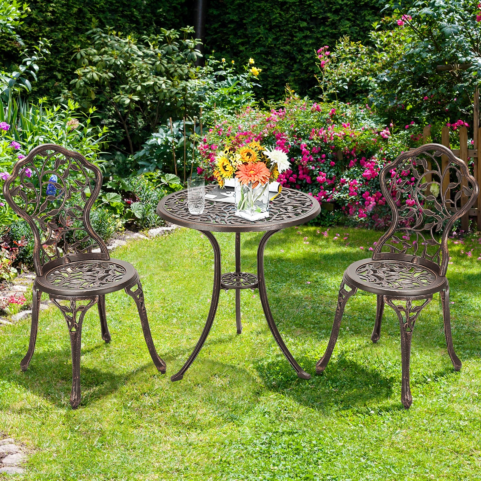 3 Pieces Cast Aluminum Bistro SetÂ