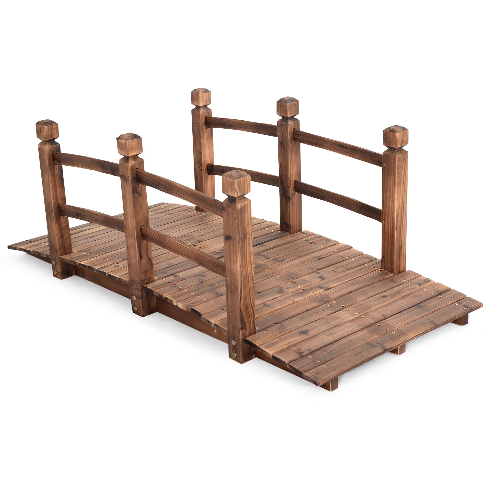 5' Wooden Garden Bridge Arc Stained Finish Footbridge DecorativeÂ