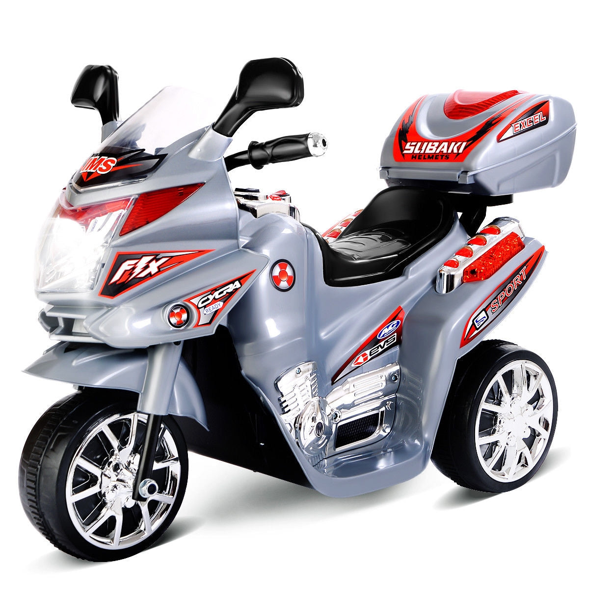 6V Powered 3 Wheels Kids Electric Ride-on Toy Motorcycle-GrayÂ