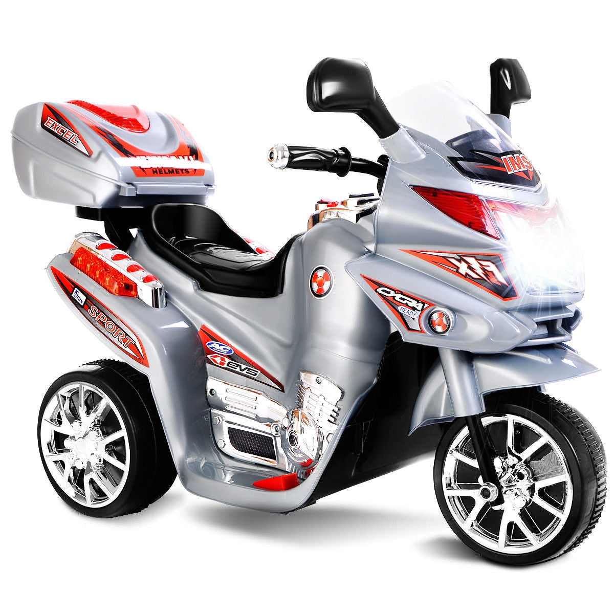 6V Powered 3 Wheels Kids Electric Ride-on Toy Motorcycle-GrayÂ