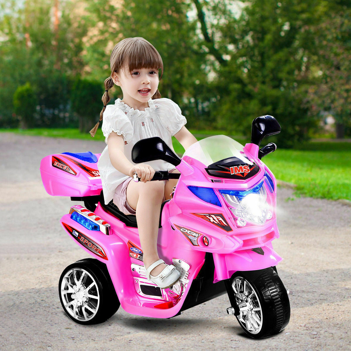 6V Powered 3 Wheels Kids Electric Ride-on Toy Motorcycle-PinkÂ