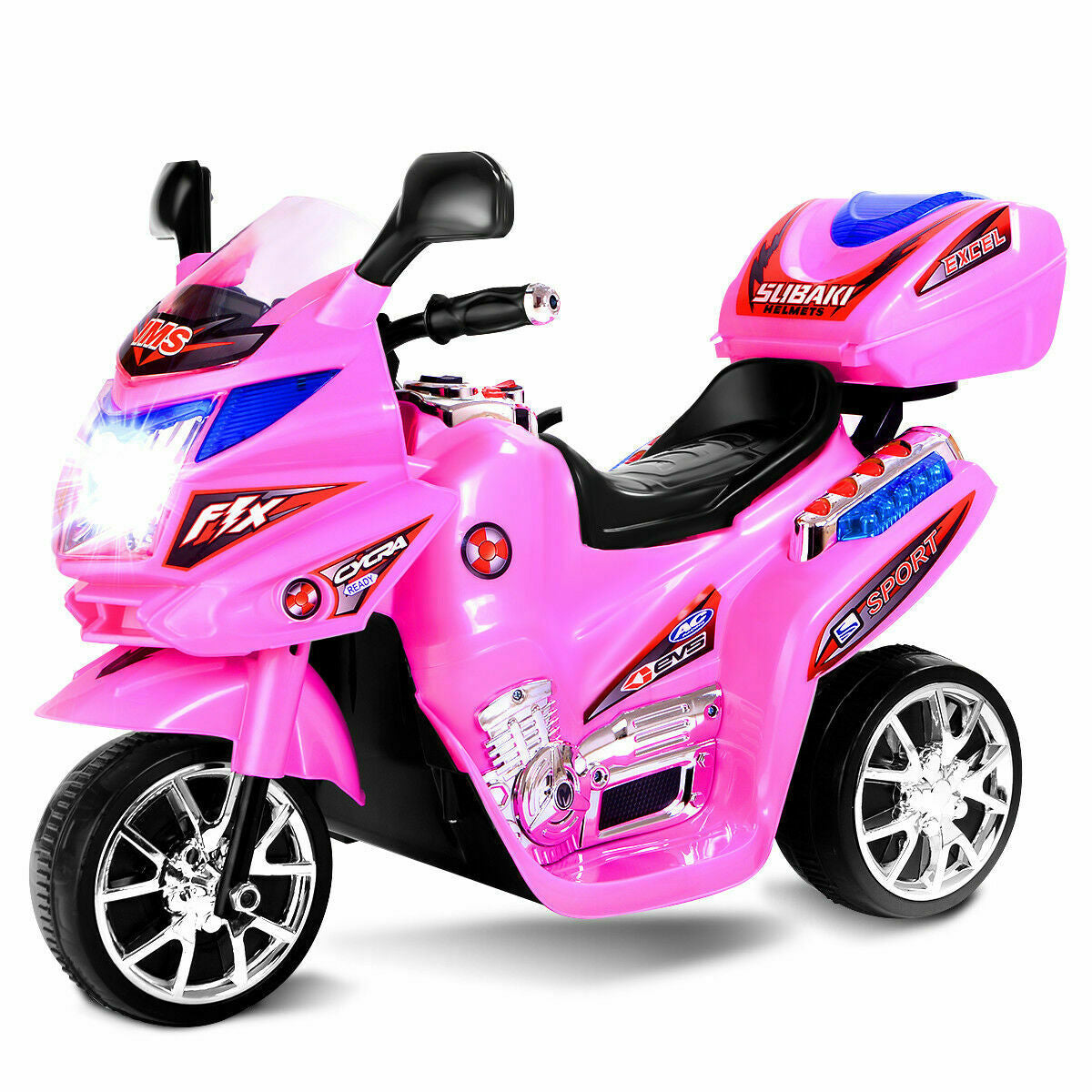 6V Powered 3 Wheels Kids Electric Ride-on Toy Motorcycle-PinkÂ