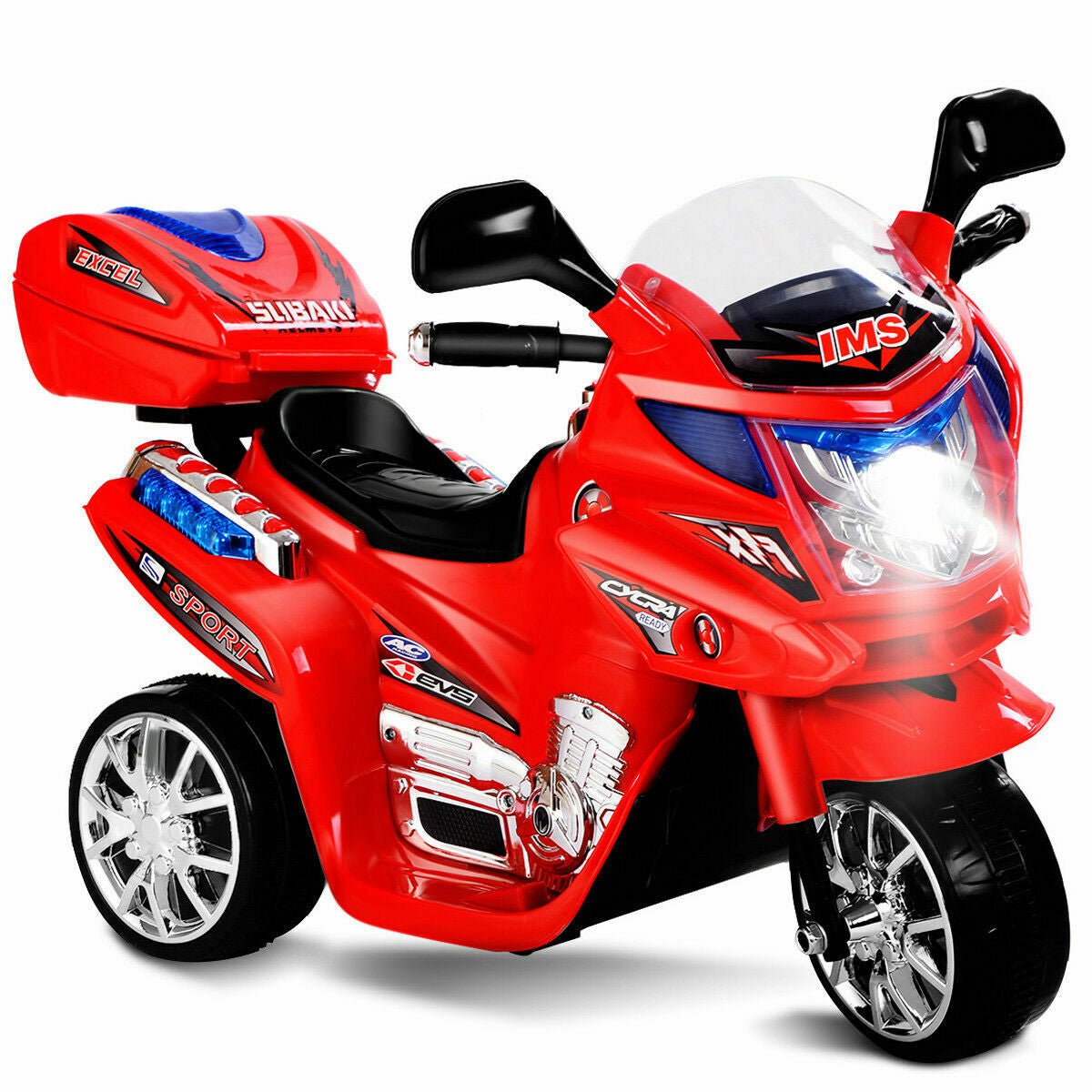 6V Powered 3 Wheels Kids Electric Ride-on Toy Motorcycle-RedÂ