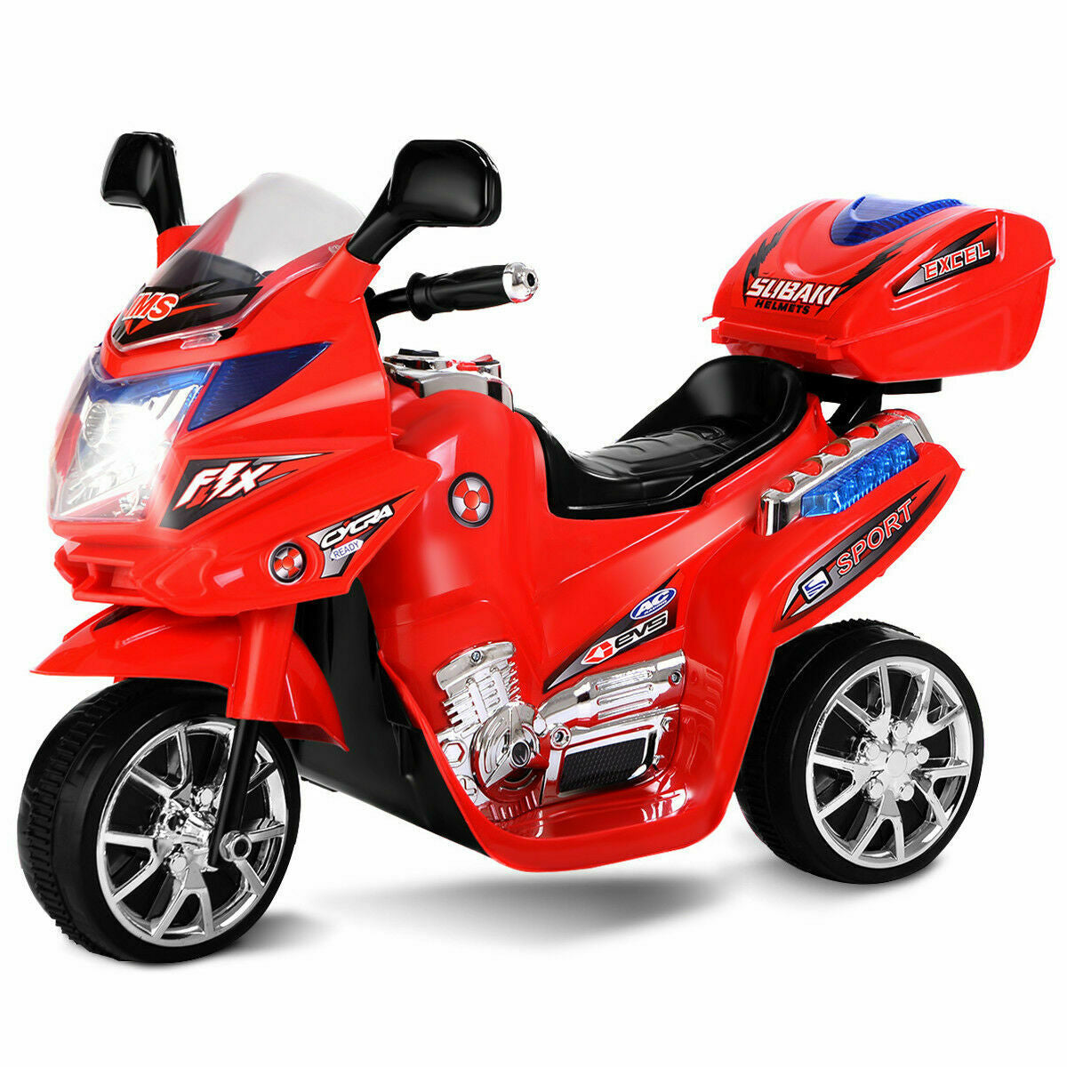 6V Powered 3 Wheels Kids Electric Ride-on Toy Motorcycle-RedÂ