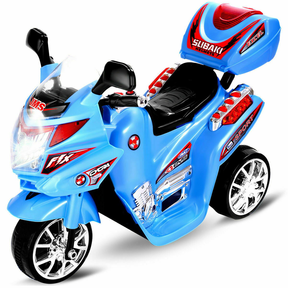 6V Powered 3 Wheels Kids Electric Ride-on Toy Motorcycle-BlueÂ
