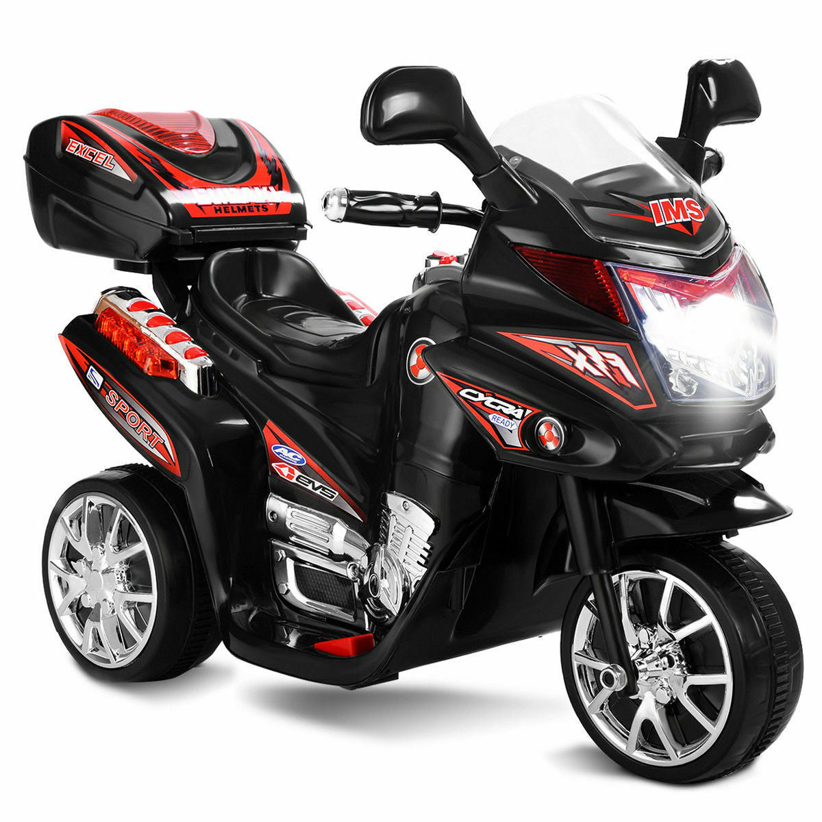 6V Powered 3 Wheels Kids Electric Ride-on Toy Motorcycle-BlackÂ