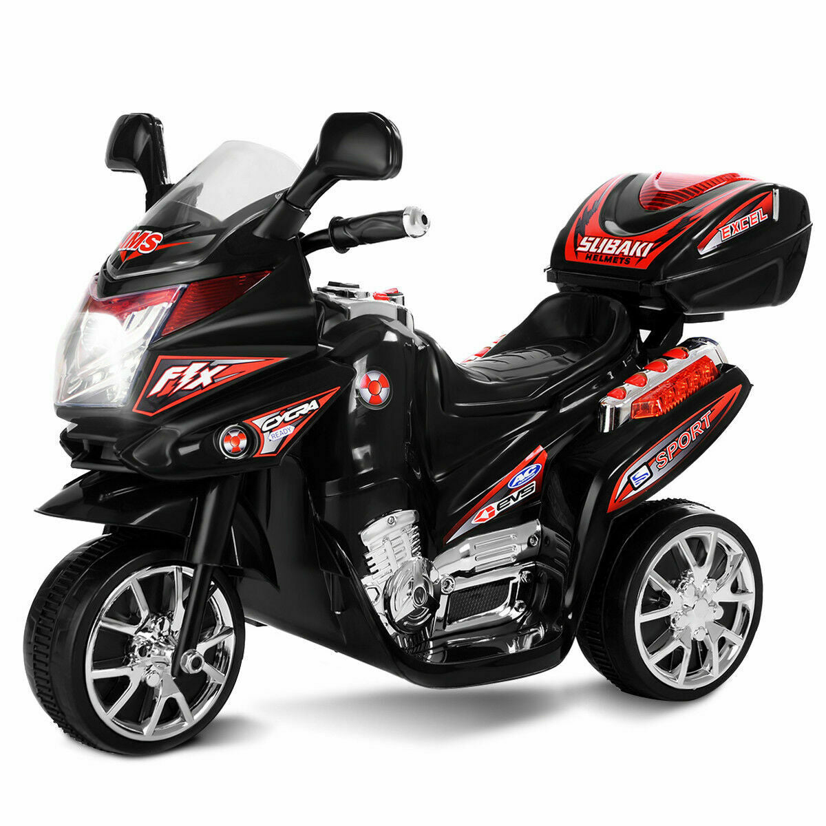6V Powered 3 Wheels Kids Electric Ride-on Toy Motorcycle-BlackÂ