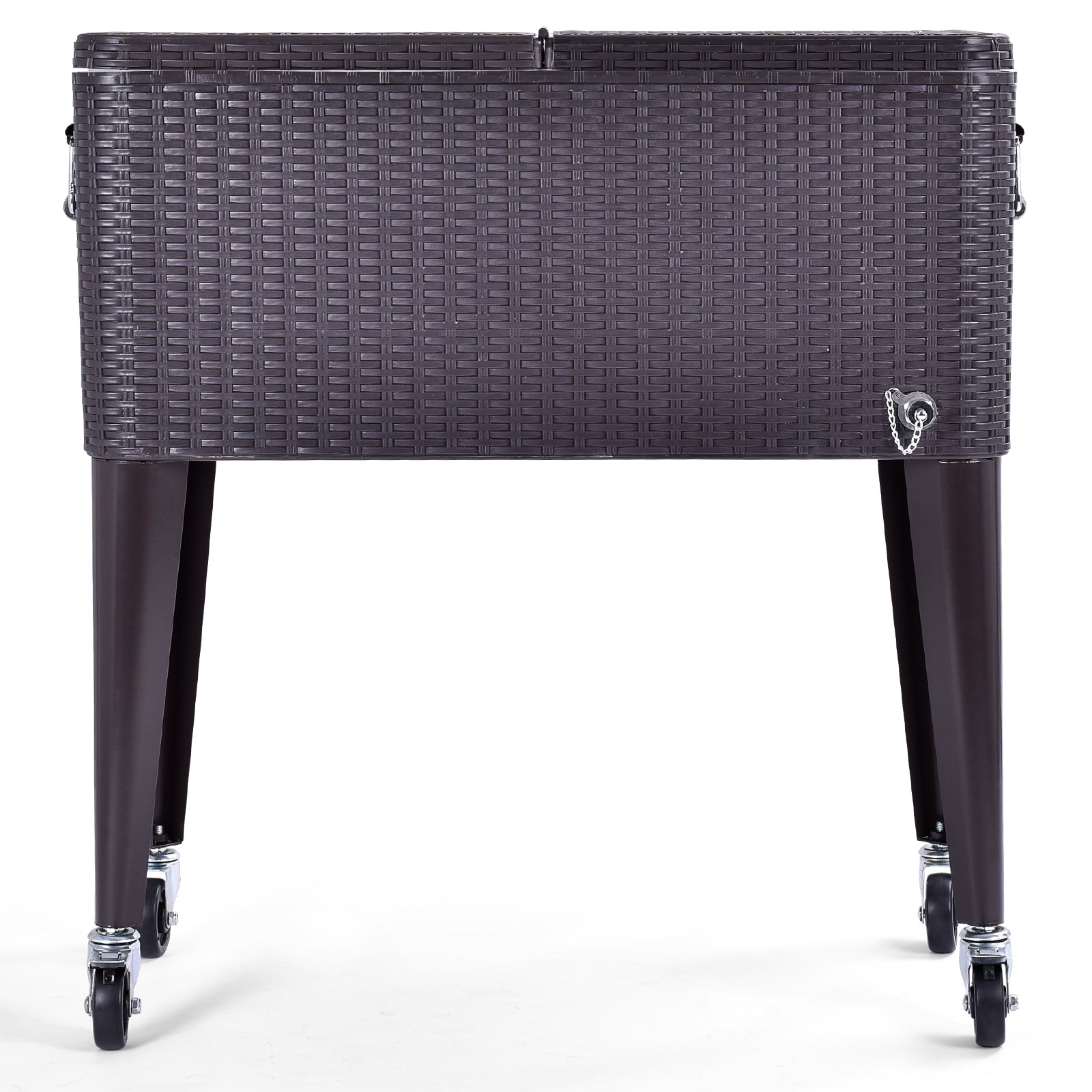 80QT Outdoor Party Portable Rattan Rolling Cooler CartÂ