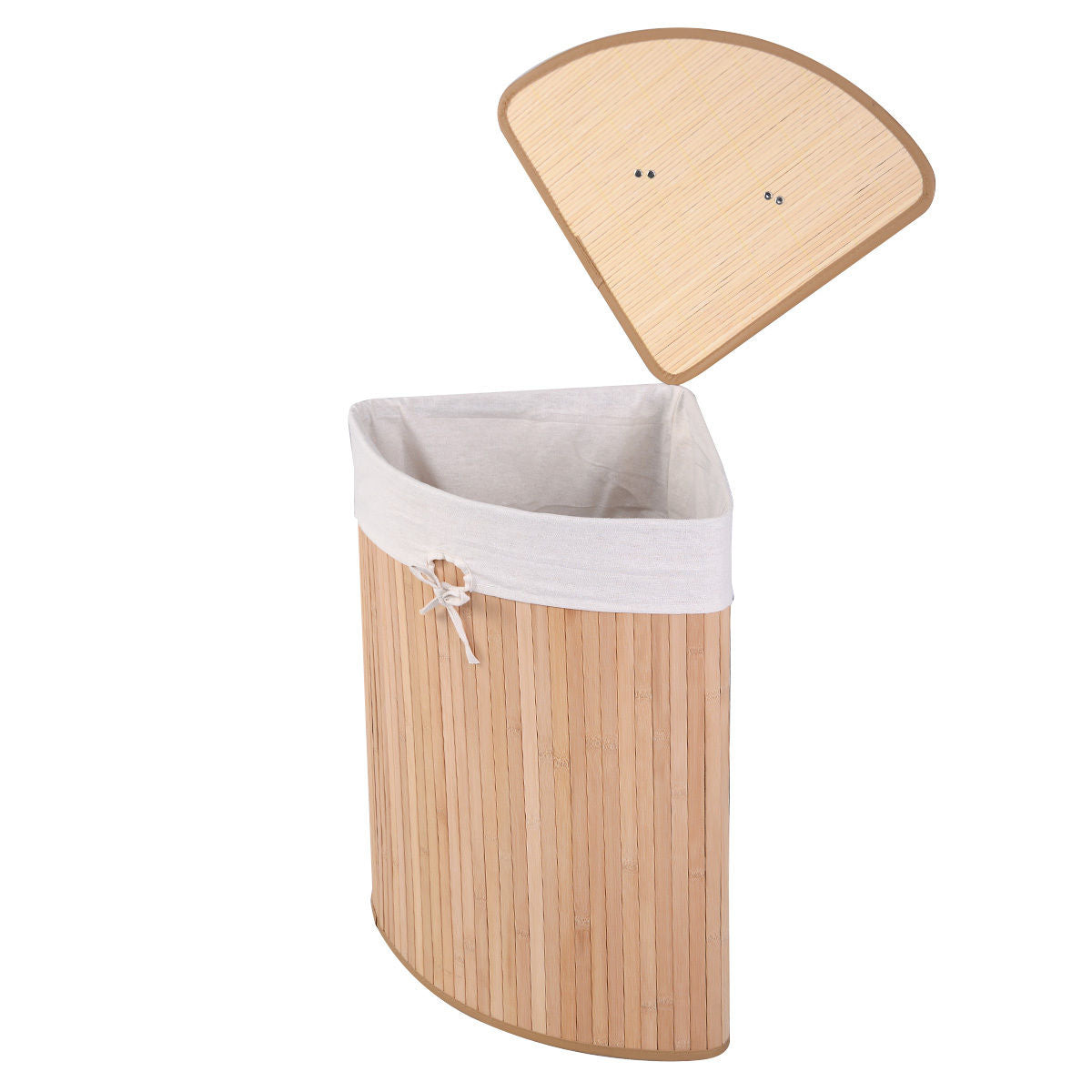 Corner Bamboo Hamper Laundry BasketÂ
