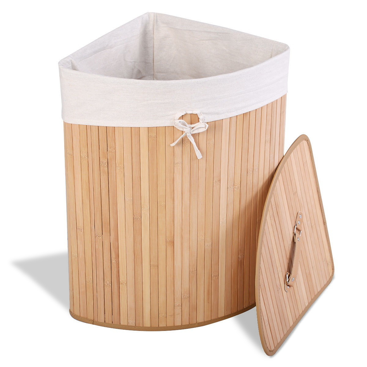 Corner Bamboo Hamper Laundry BasketÂ