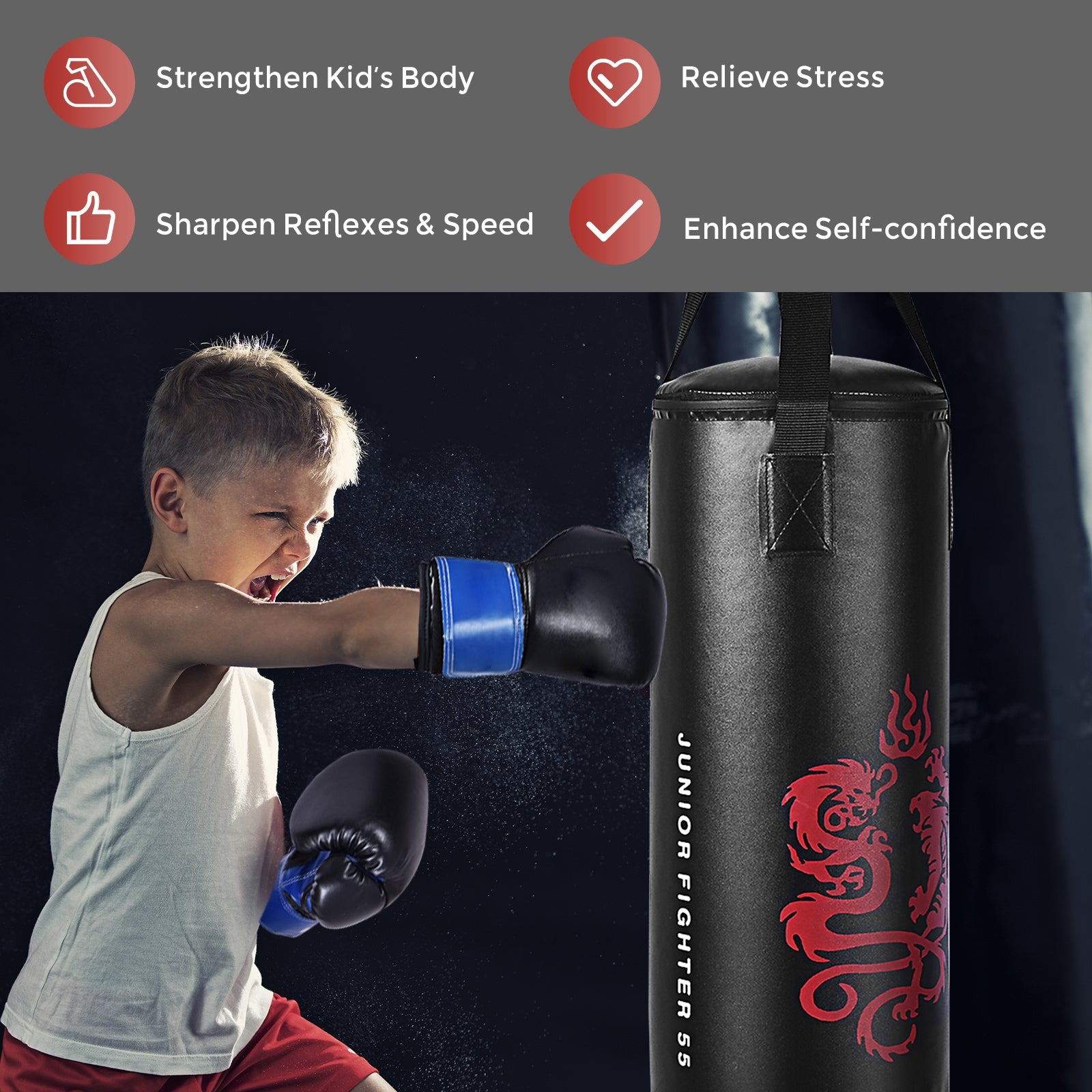 2 Feet Kids Gloves Skipping Rope Boxing SetÂ