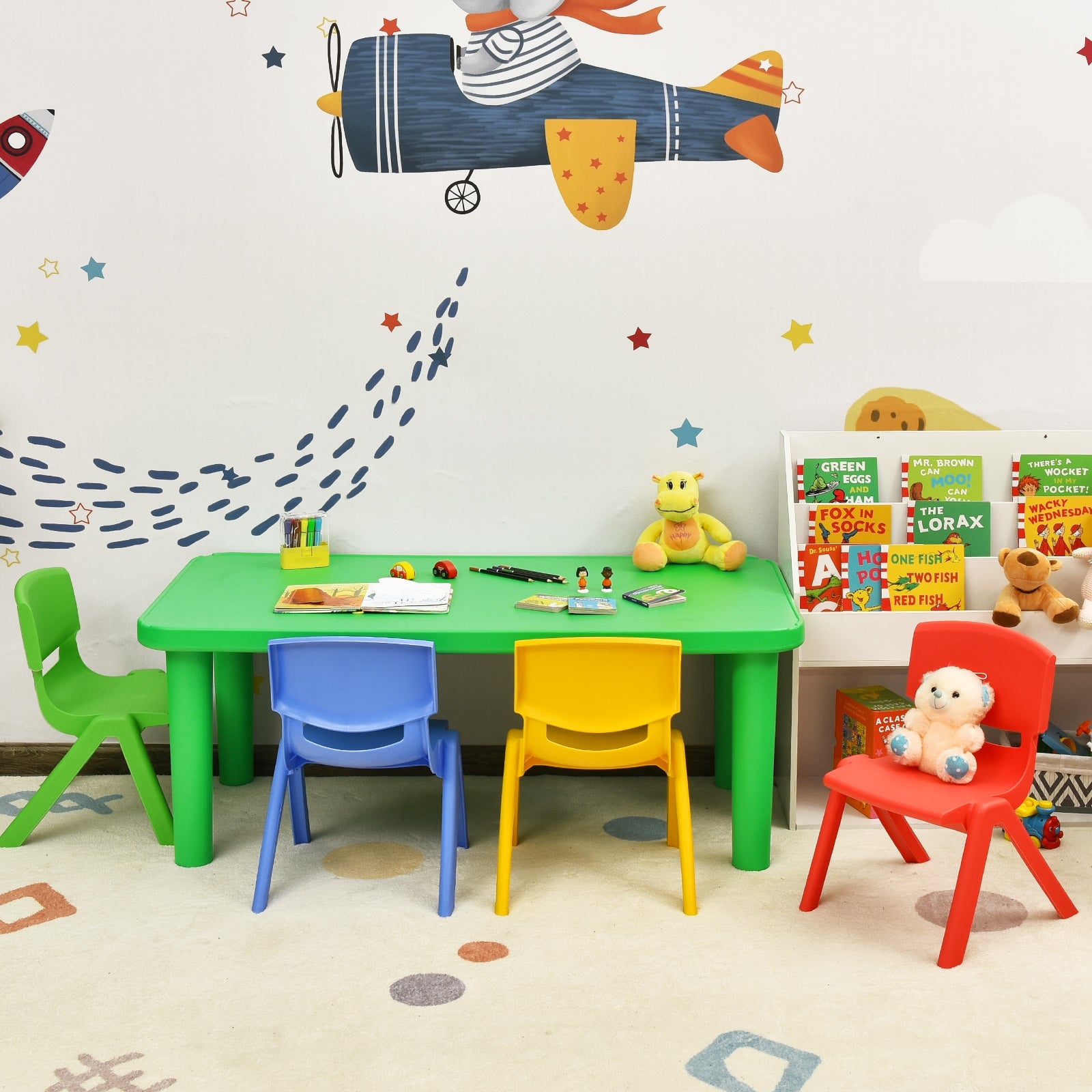 Kids Colorful Plastic Table and 4 Chairs SetÂ