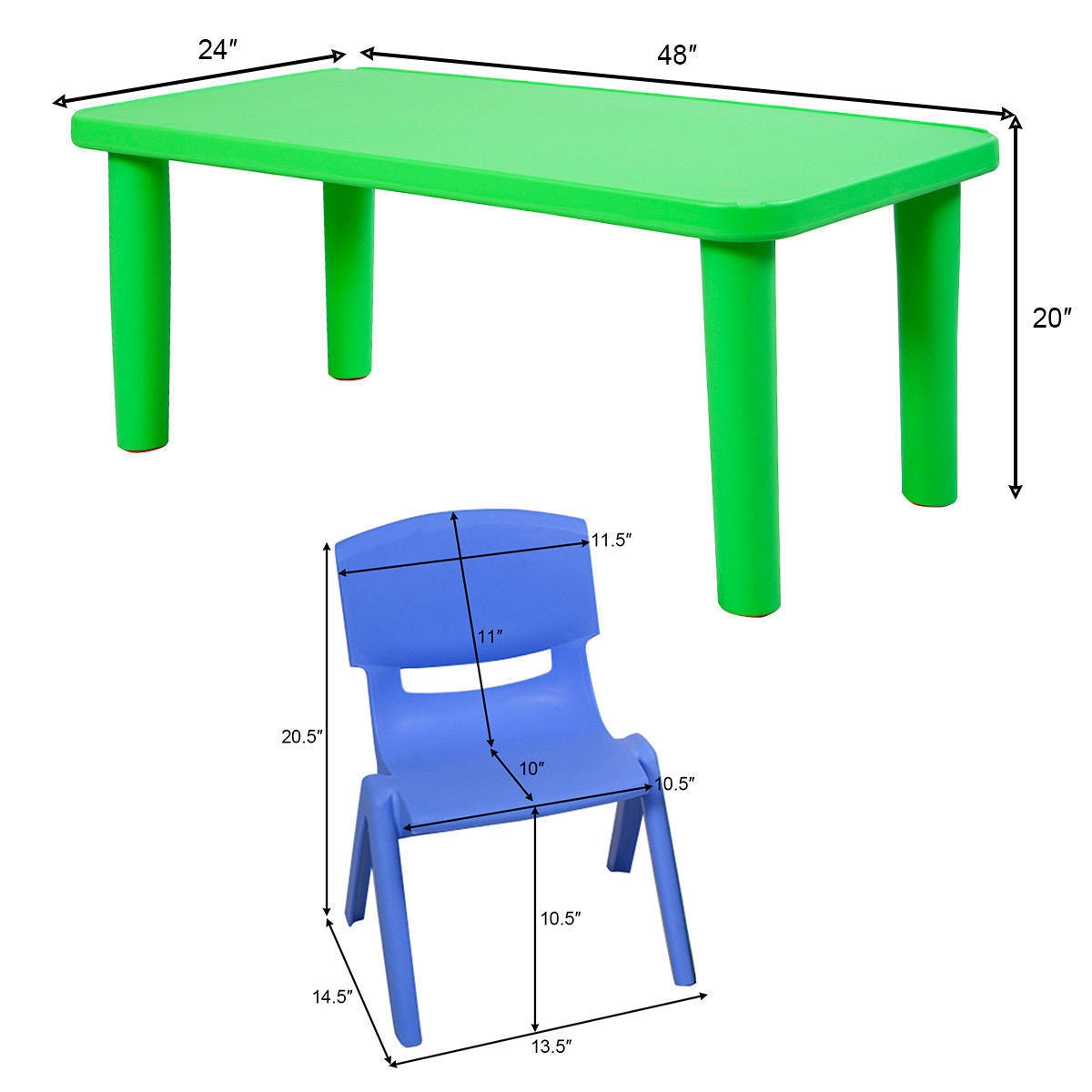 Kids Colorful Plastic Table and 4 Chairs SetÂ
