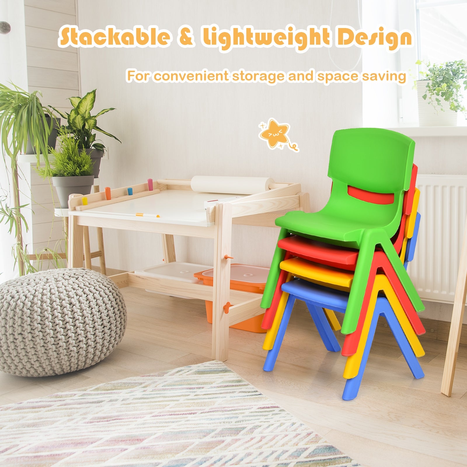 Kids Colorful Plastic Table and 4 Chairs SetÂ