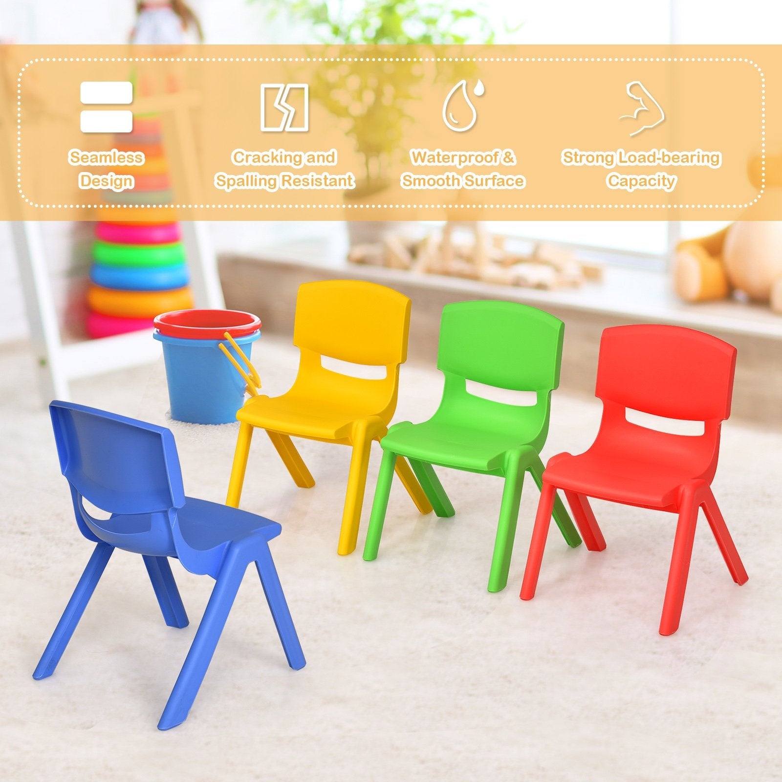 Kids Colorful Plastic Table and 4 Chairs SetÂ