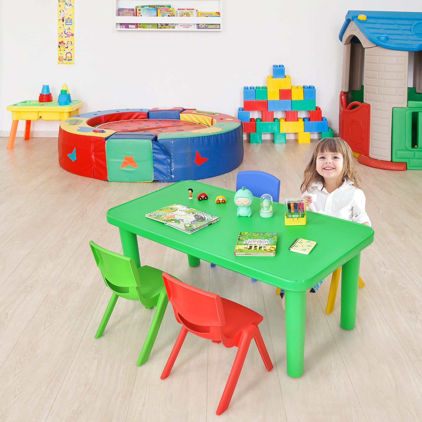 Kids Colorful Plastic Table and 4 Chairs SetÂ