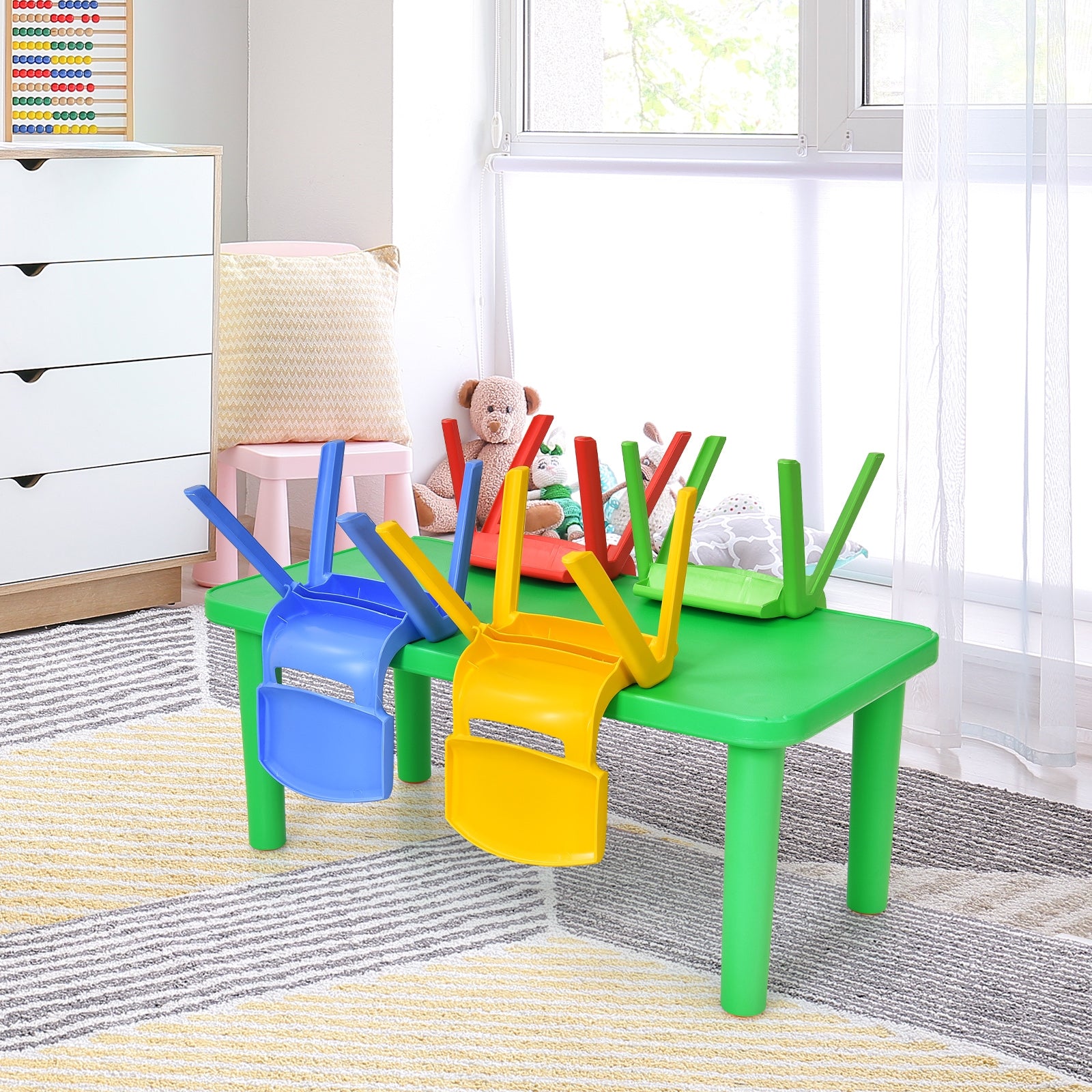 Kids Colorful Plastic Table and 4 Chairs SetÂ