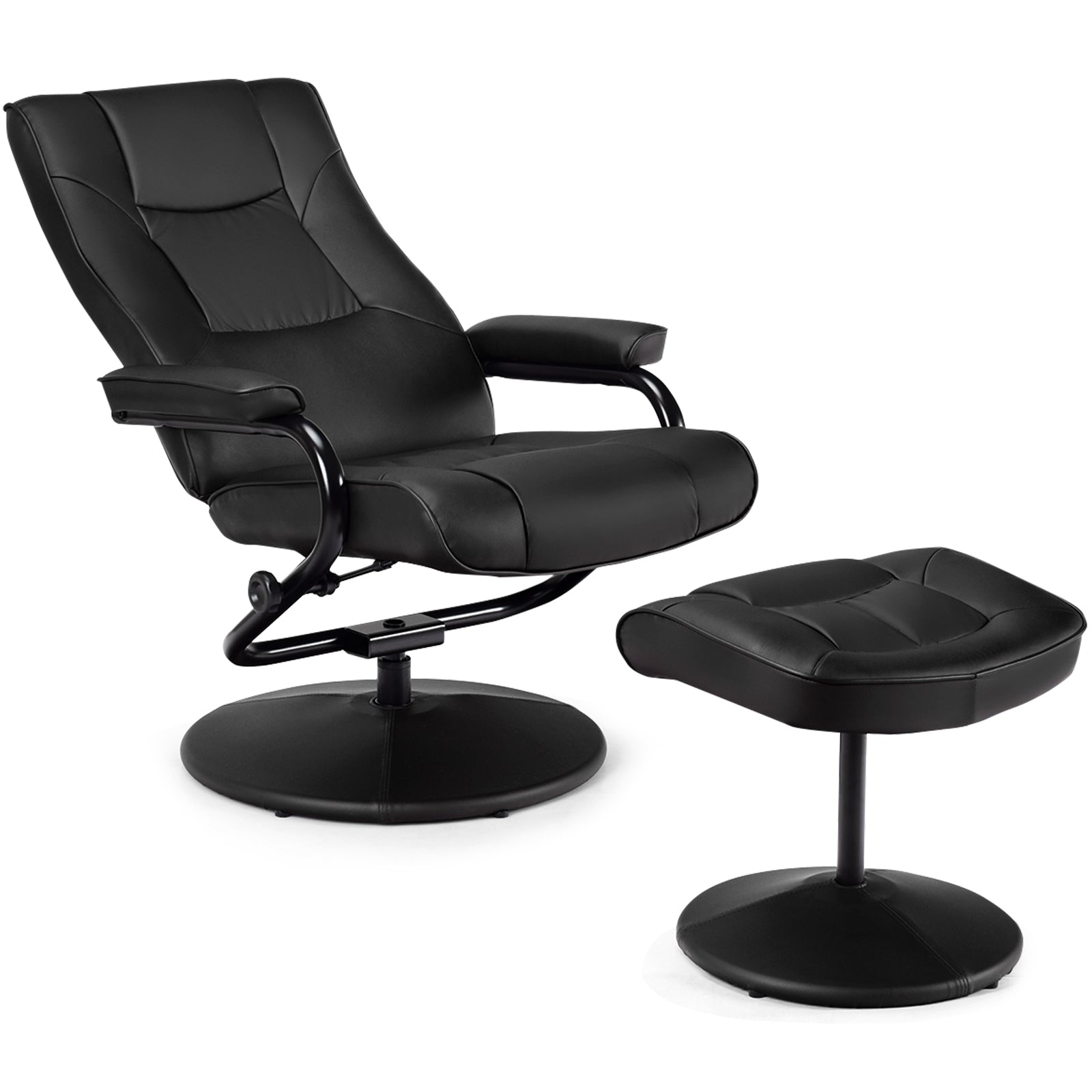 Swivel Lounge Chair Recliner with Ottoman-BlackÂ