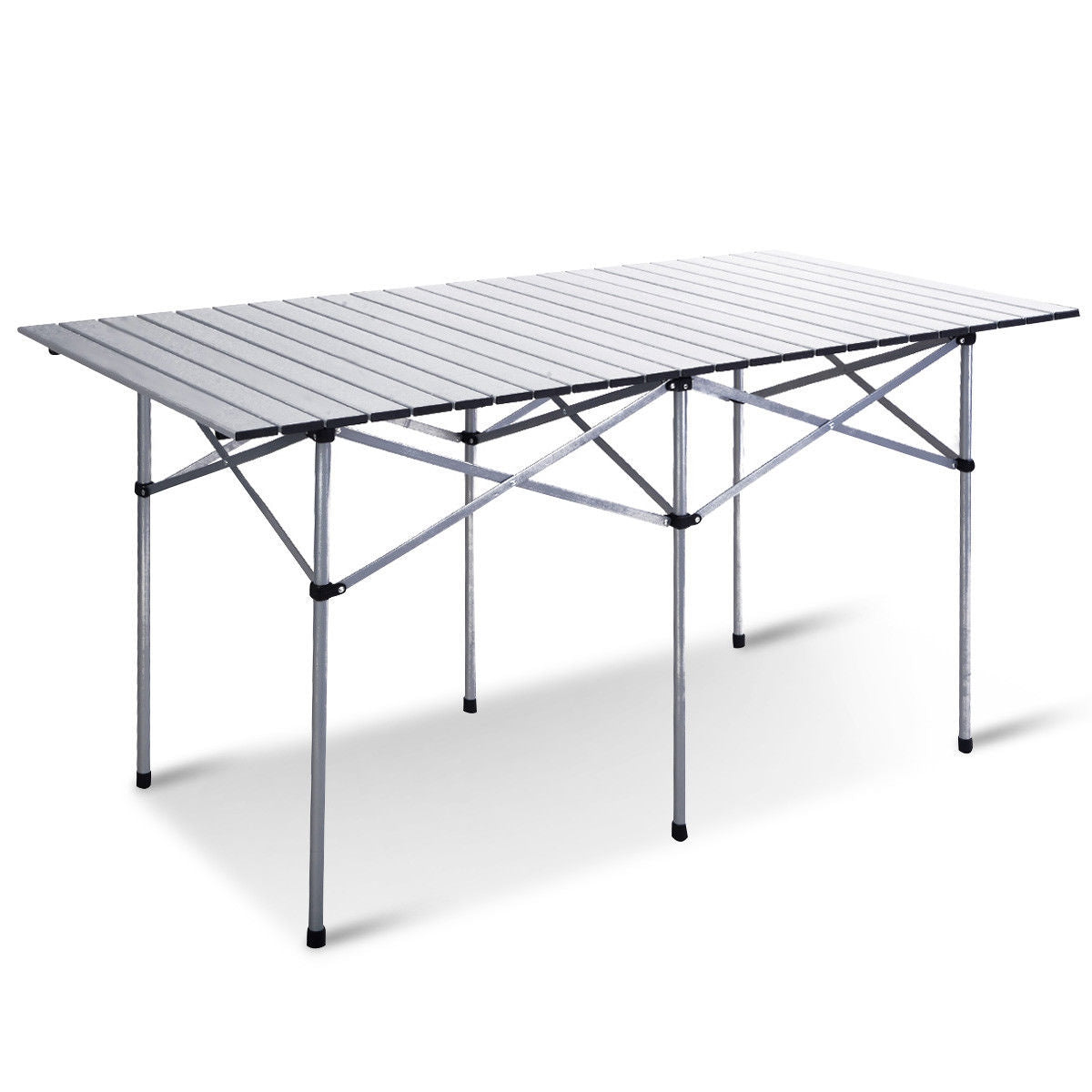 Aluminum Roll Up Folding Camping Rectangle Picnic TableÂ