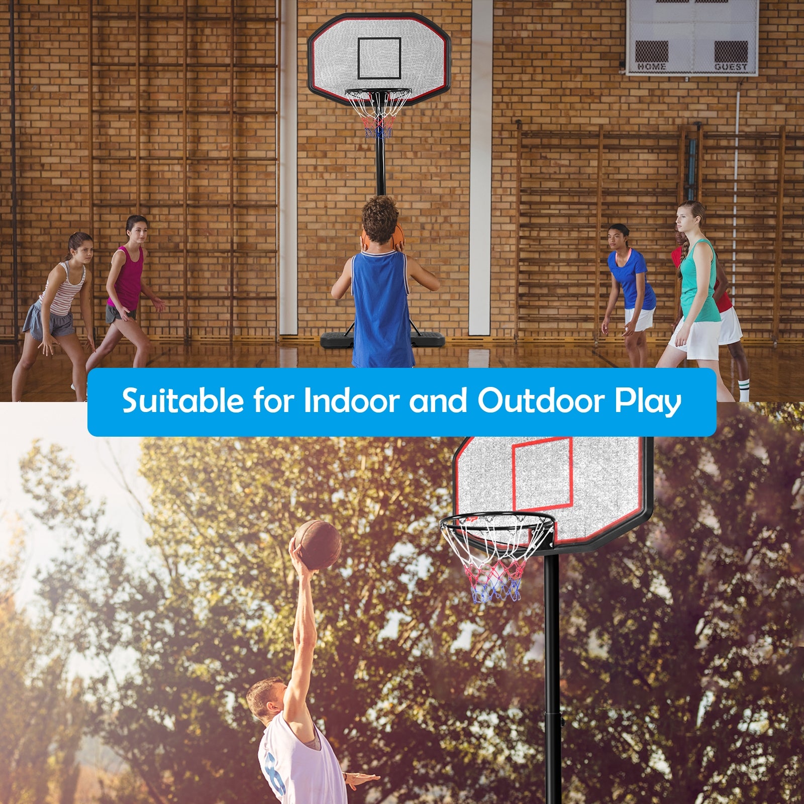 43 Inch Indoor Outdoor Height Adjustable Basketball HoopÂ