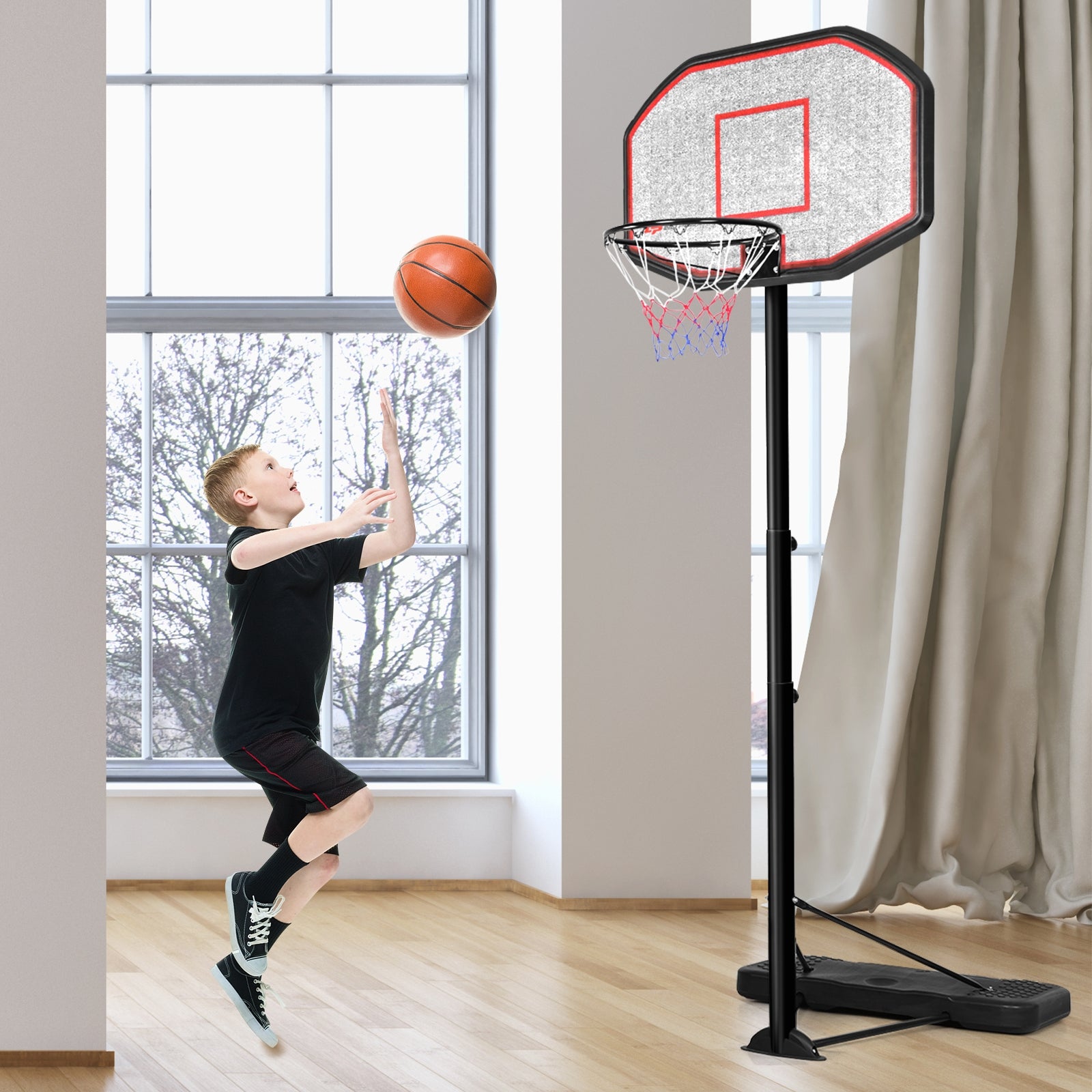 43 Inch Indoor Outdoor Height Adjustable Basketball HoopÂ