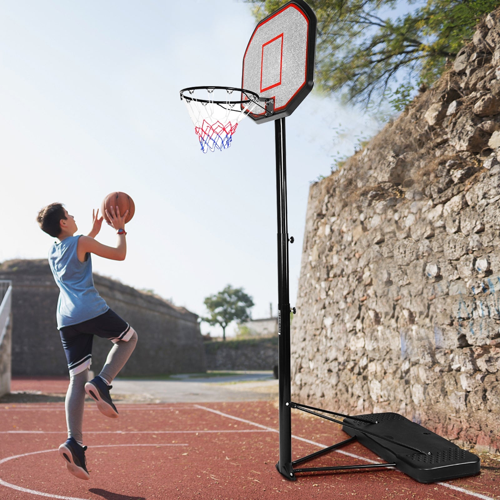 43 Inch Indoor Outdoor Height Adjustable Basketball HoopÂ