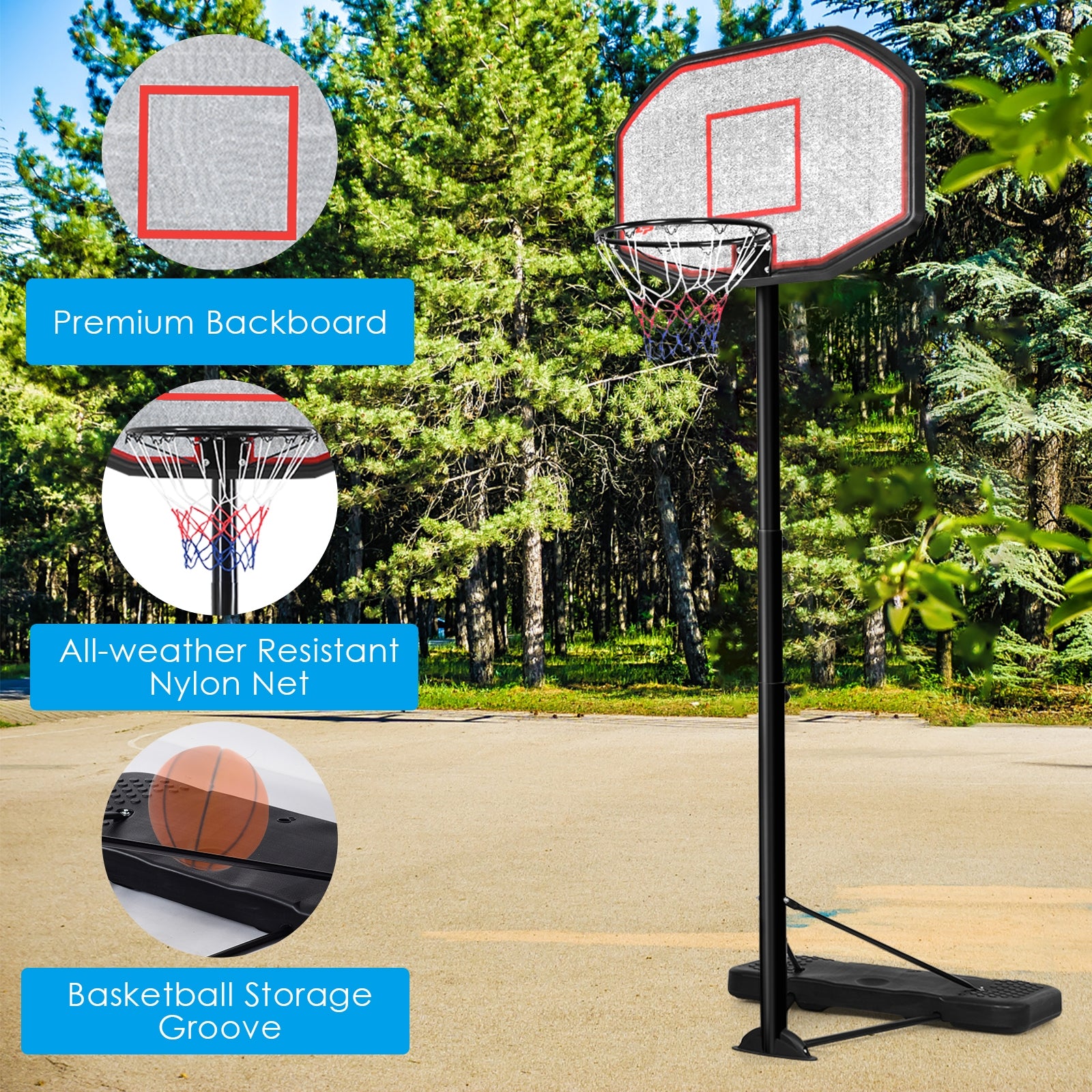 43 Inch Indoor Outdoor Height Adjustable Basketball HoopÂ
