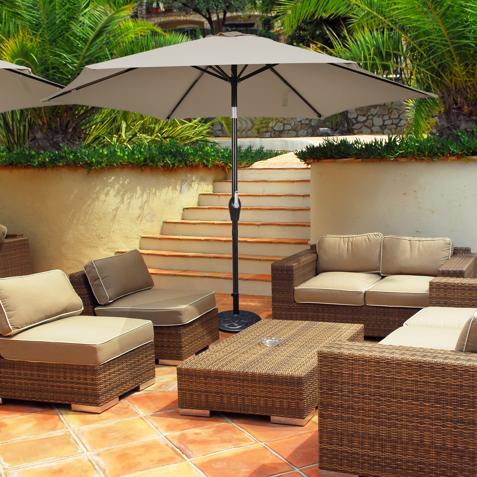 10 Feet Outdoor Patio Umbrella with Tilt Adjustment and Crank-TanÂ