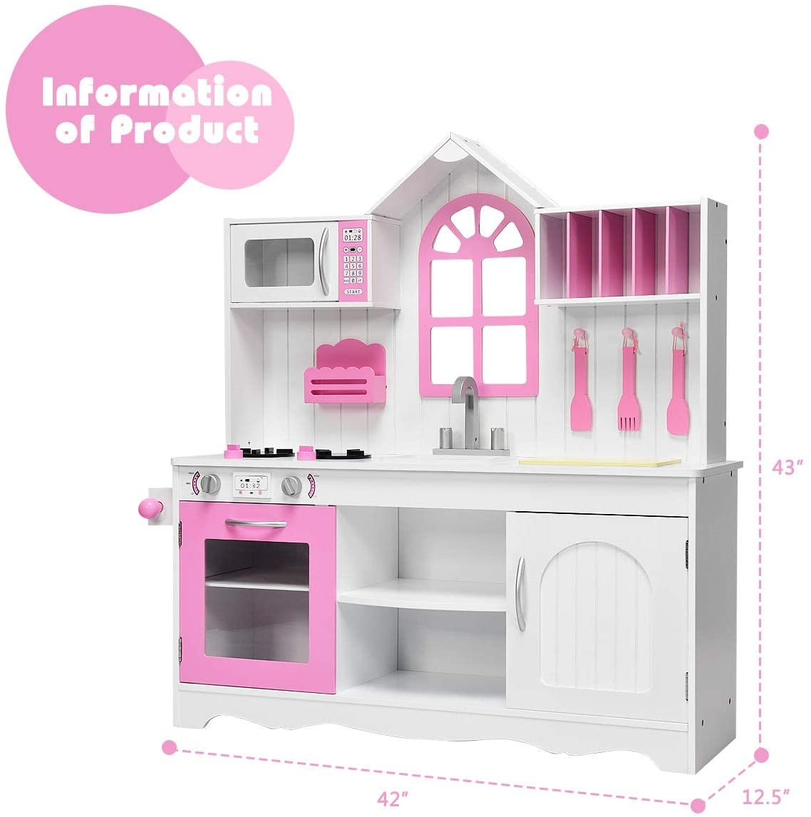 Wood Toy Kitchen Kids Cooking Pretend Play SetÂ