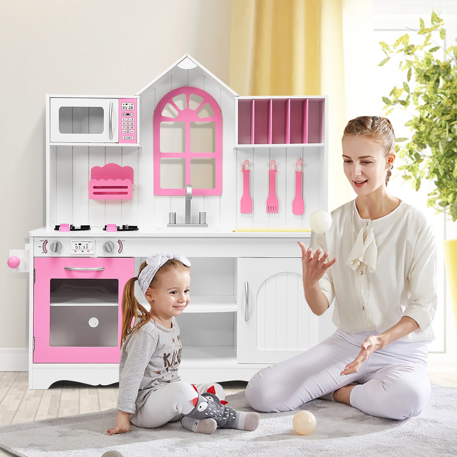 Wood Toy Kitchen Kids Cooking Pretend Play SetÂ