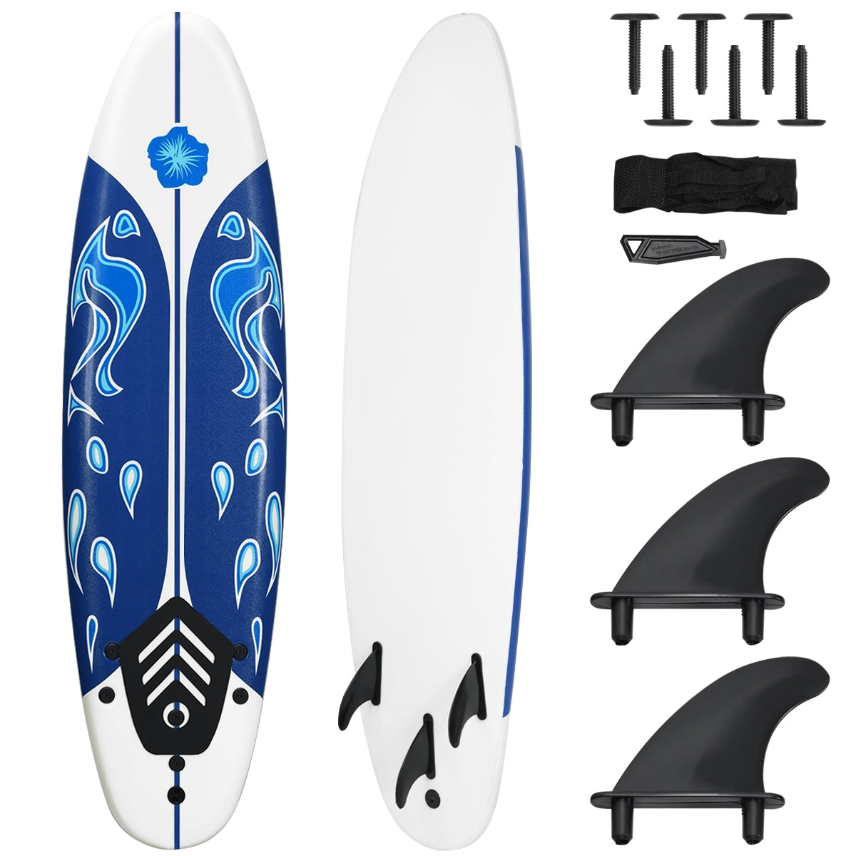 6 Feet Surf Foamie Boards Surfing Beach Surfboard-WhiteÂ