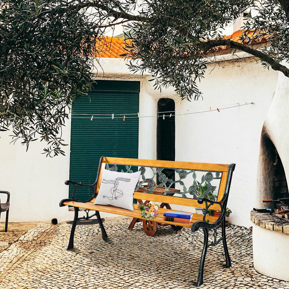 49 1/2 Inch Patio Park Garden Porch Chair BenchÂ