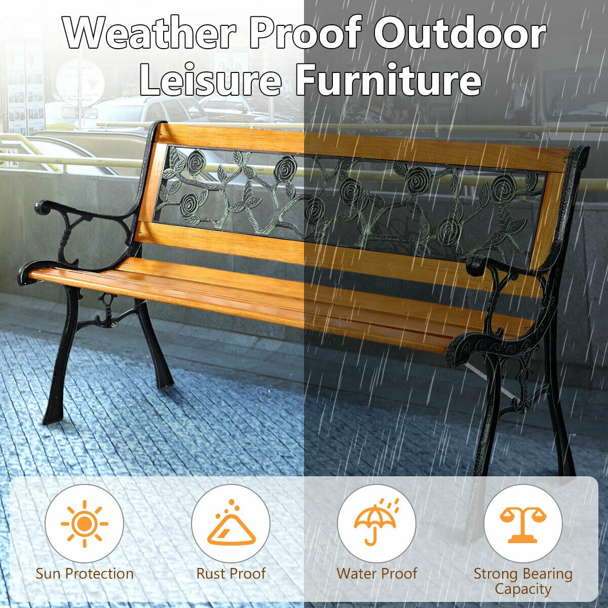 49 1/2 Inch Patio Park Garden Porch Chair BenchÂ