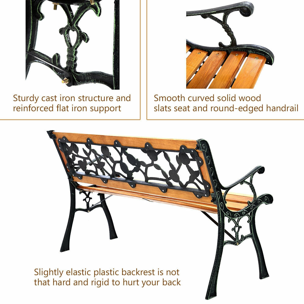 49 1/2 Inch Patio Park Garden Porch Chair BenchÂ