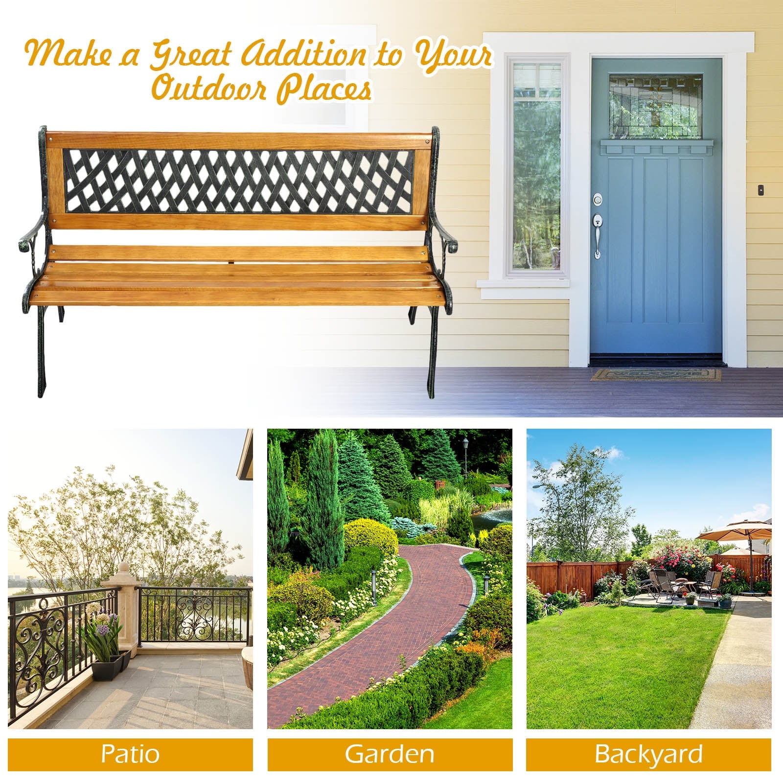 Outdoor Cast Iron Patio BenchÂ