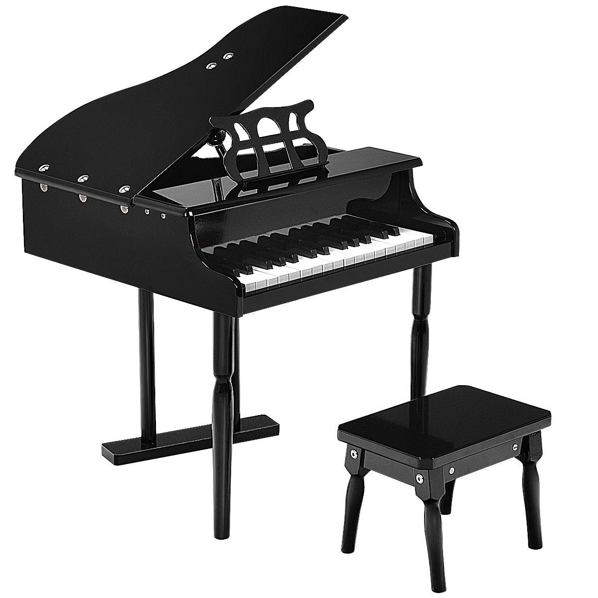 Musical Instrument Toy 30-Key Children Mini Grand Piano with Bench-BlackÂ