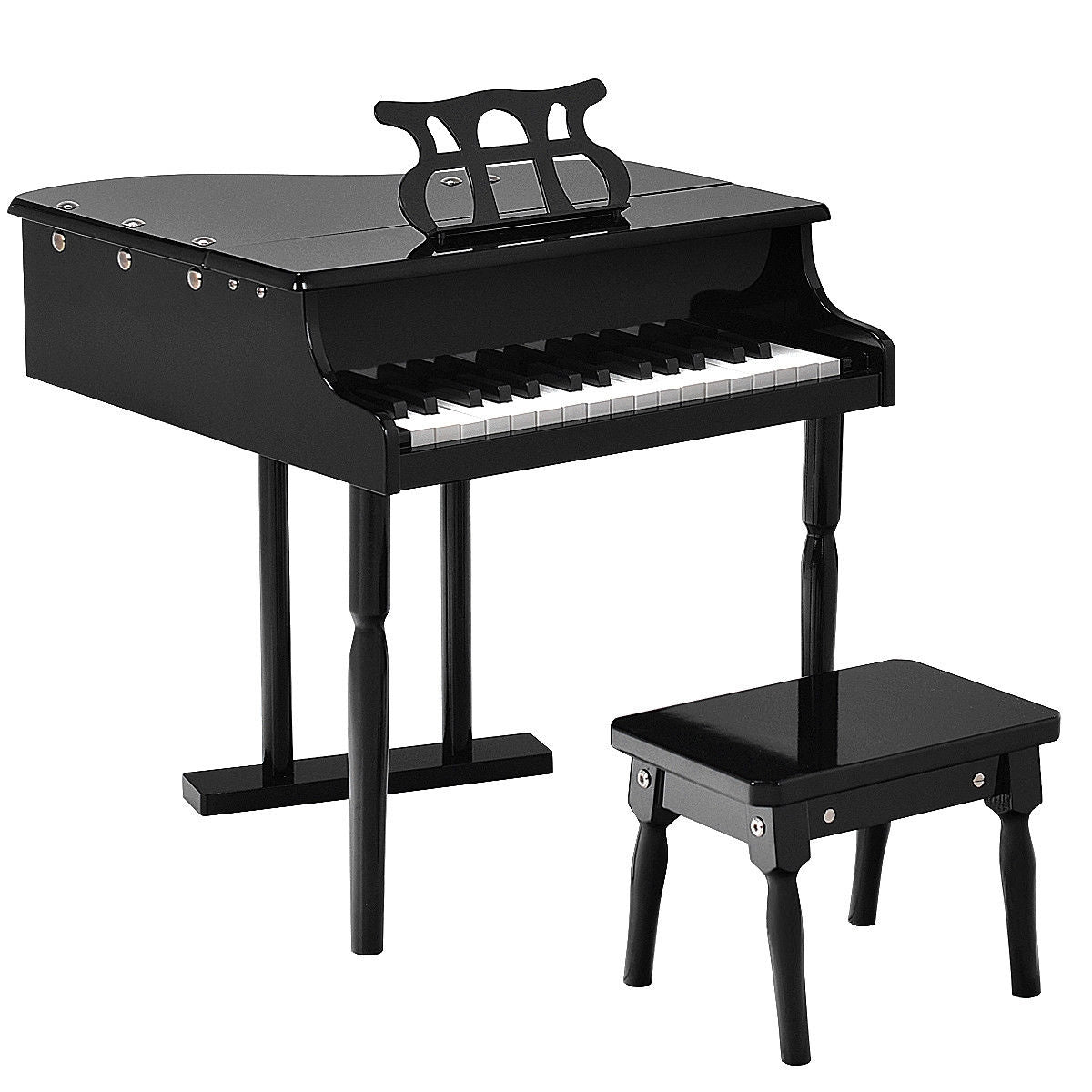 Musical Instrument Toy 30-Key Children Mini Grand Piano with Bench-BlackÂ