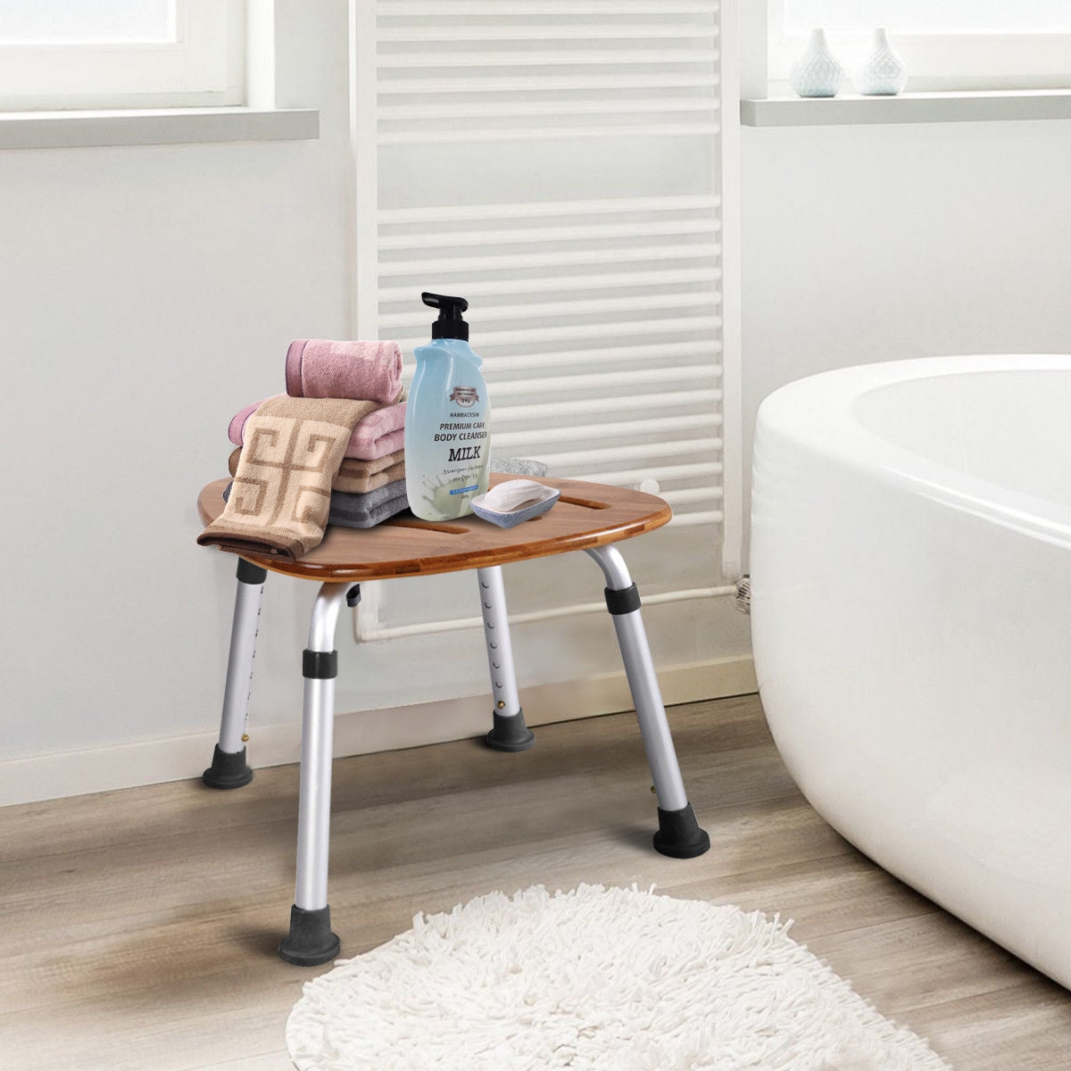Fanshaped Bamboo Bath Seat Shower ChairÂ
