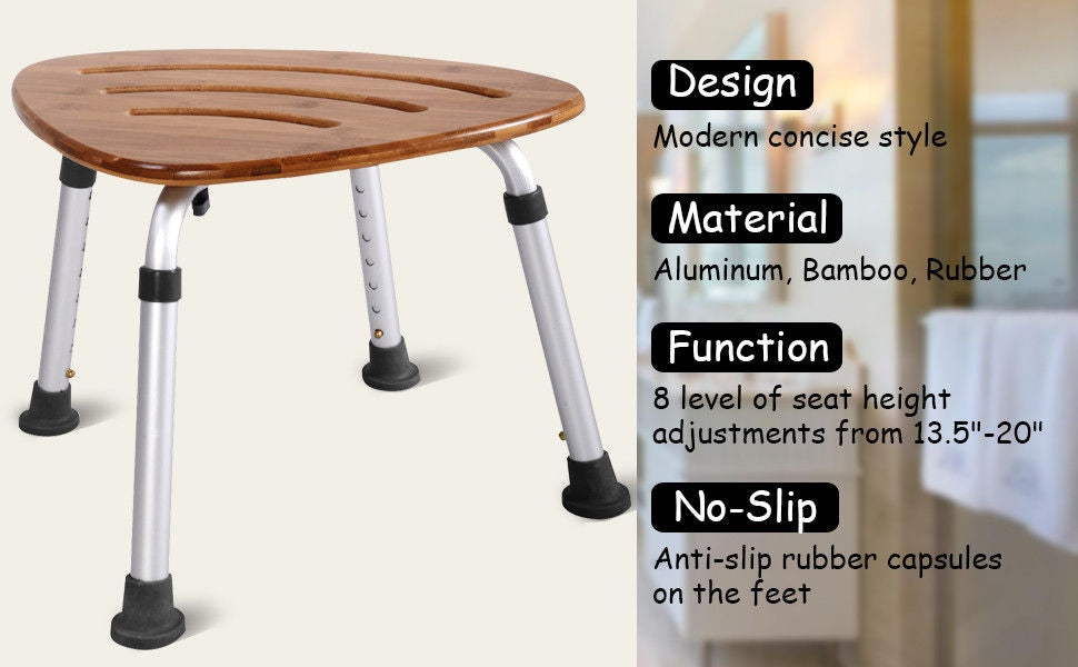 Fanshaped Bamboo Bath Seat Shower ChairÂ