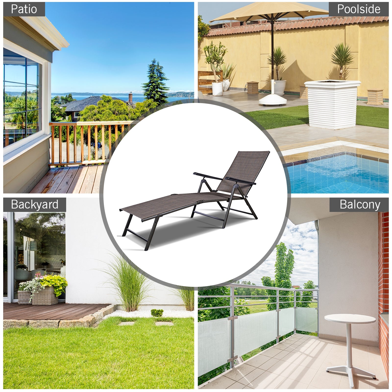 Adjustable outdoor patio pool chaise loungeÂ