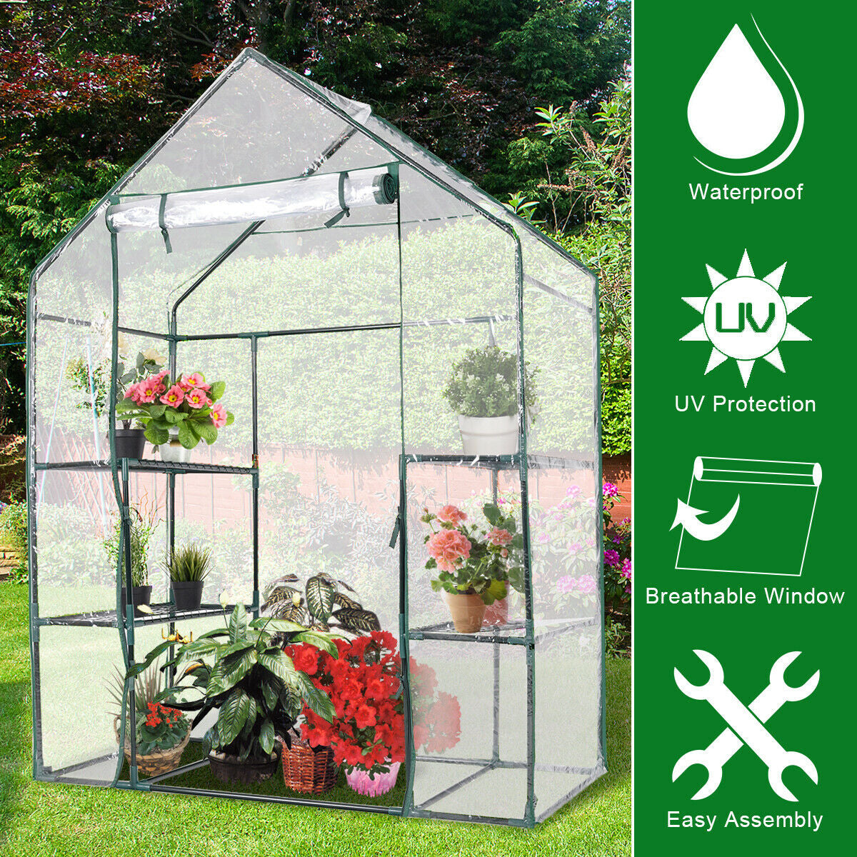 Portable Outdoor 4 Shelves GreenhouseÂ