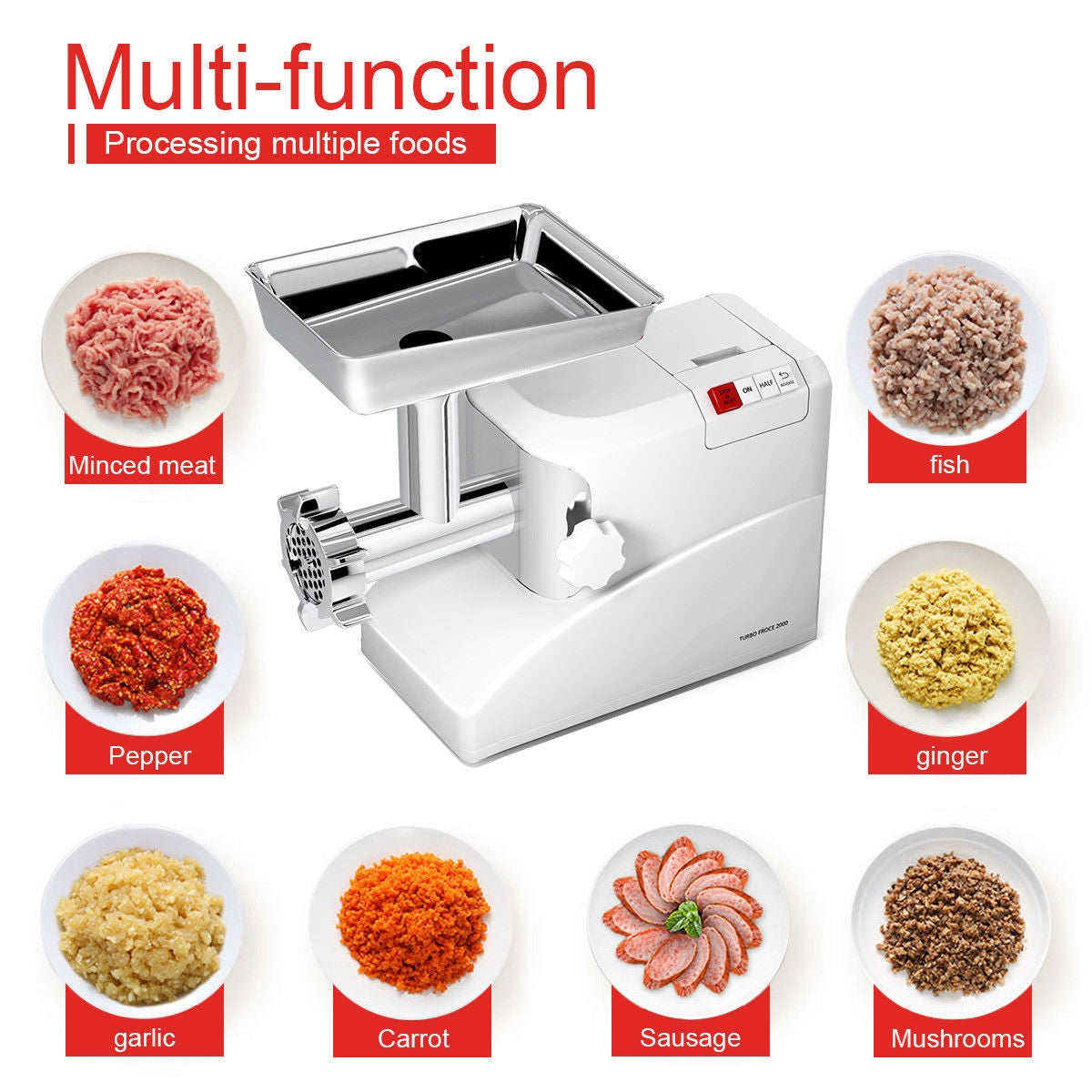 2000 W Electric Meat Grinder with 1 Blade and 3 PlatesÂ