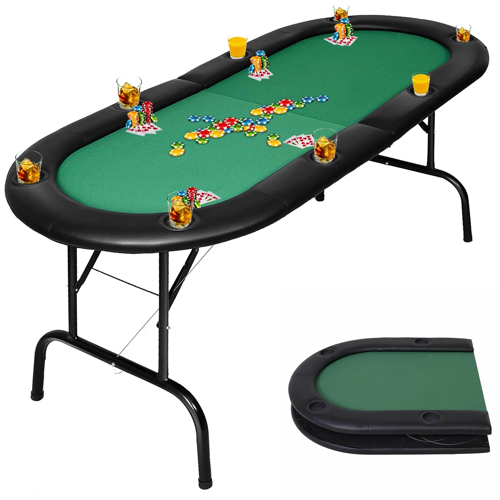 8 Players Texas Holdem Foldable Poker TableÂ