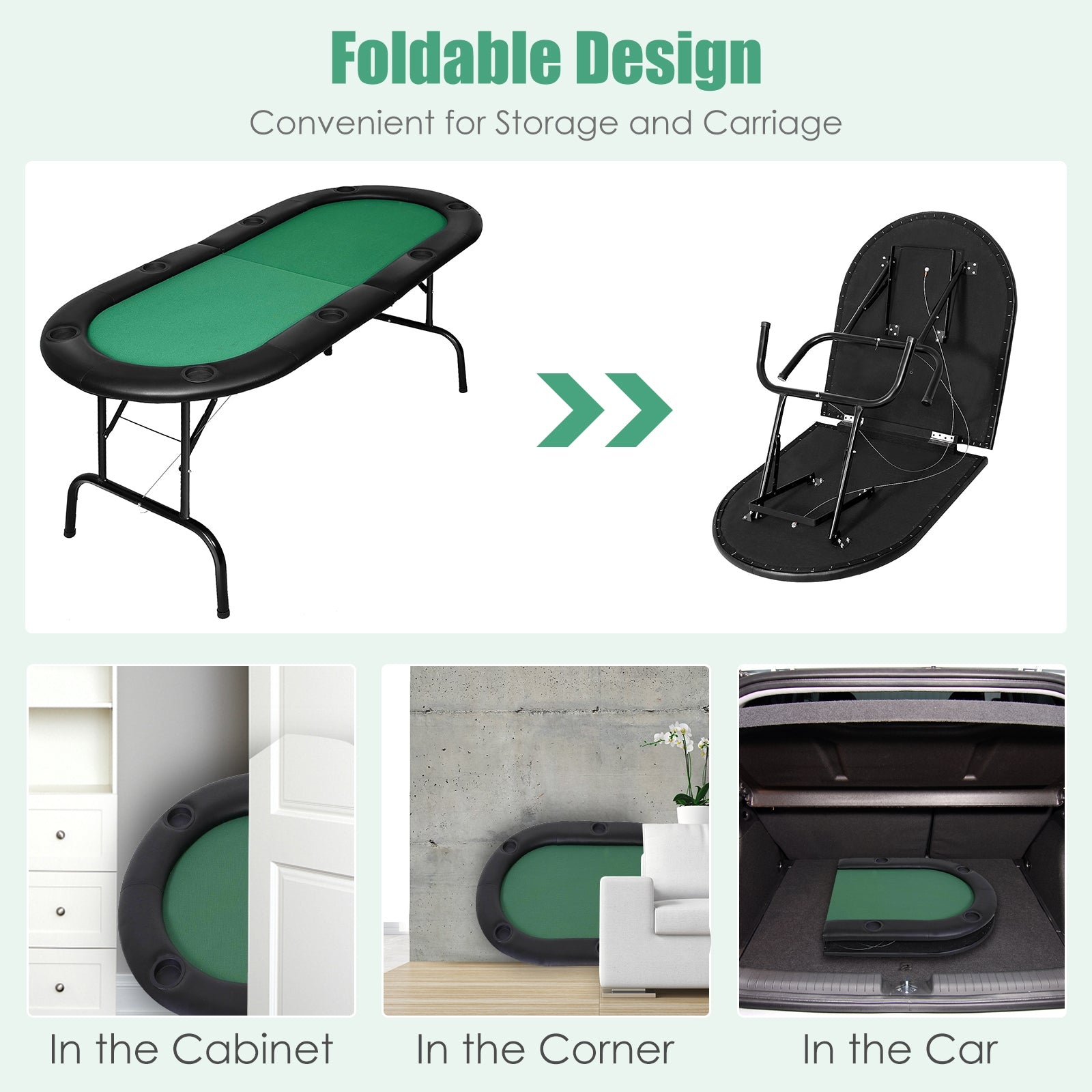 8 Players Texas Holdem Foldable Poker TableÂ