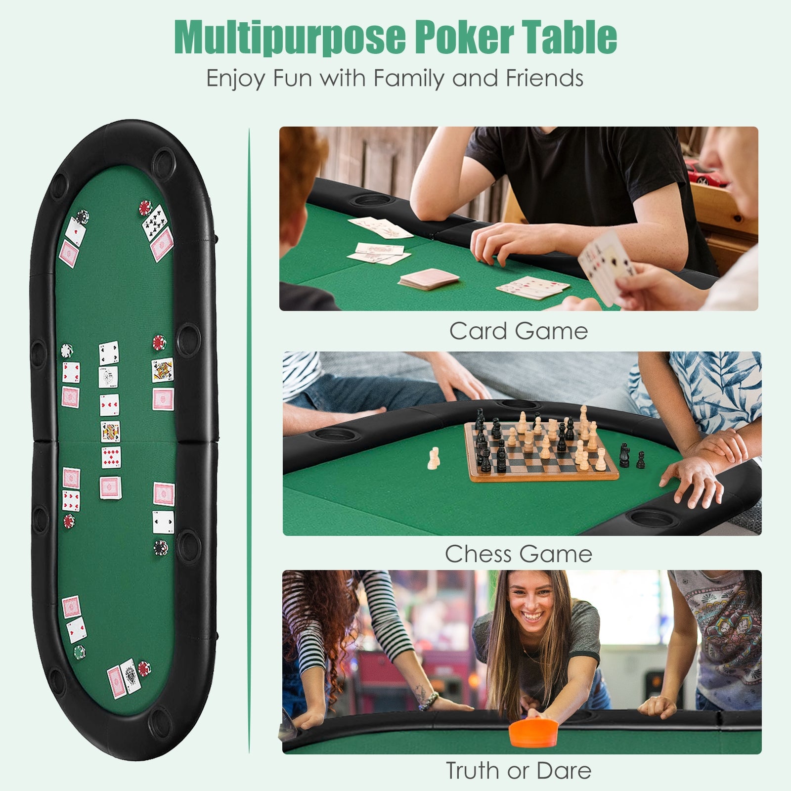 8 Players Texas Holdem Foldable Poker TableÂ