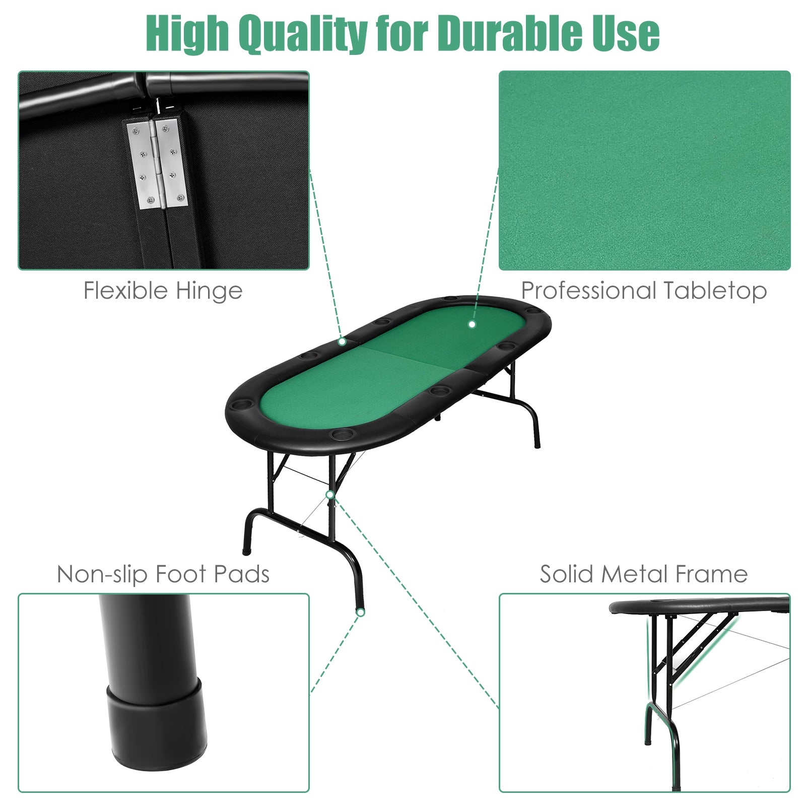 8 Players Texas Holdem Foldable Poker TableÂ