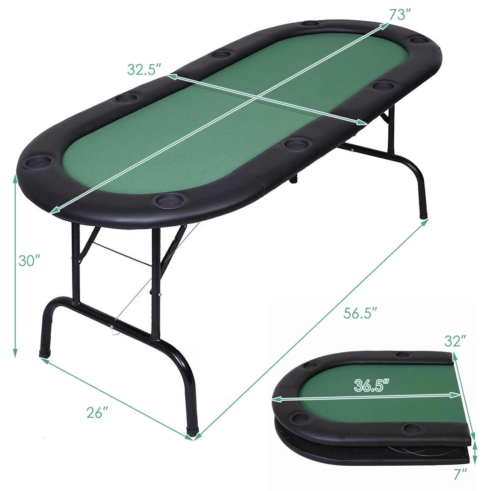 8 Players Texas Holdem Foldable Poker TableÂ
