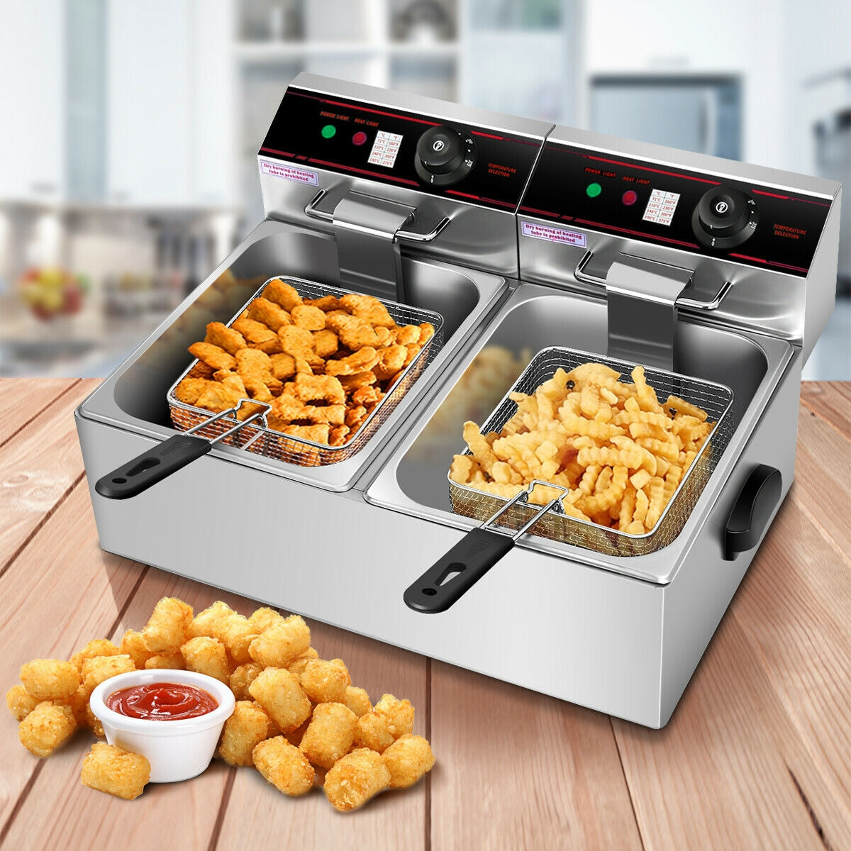 3400W Dual Tank Electric Countertop Deep FryerÂ
