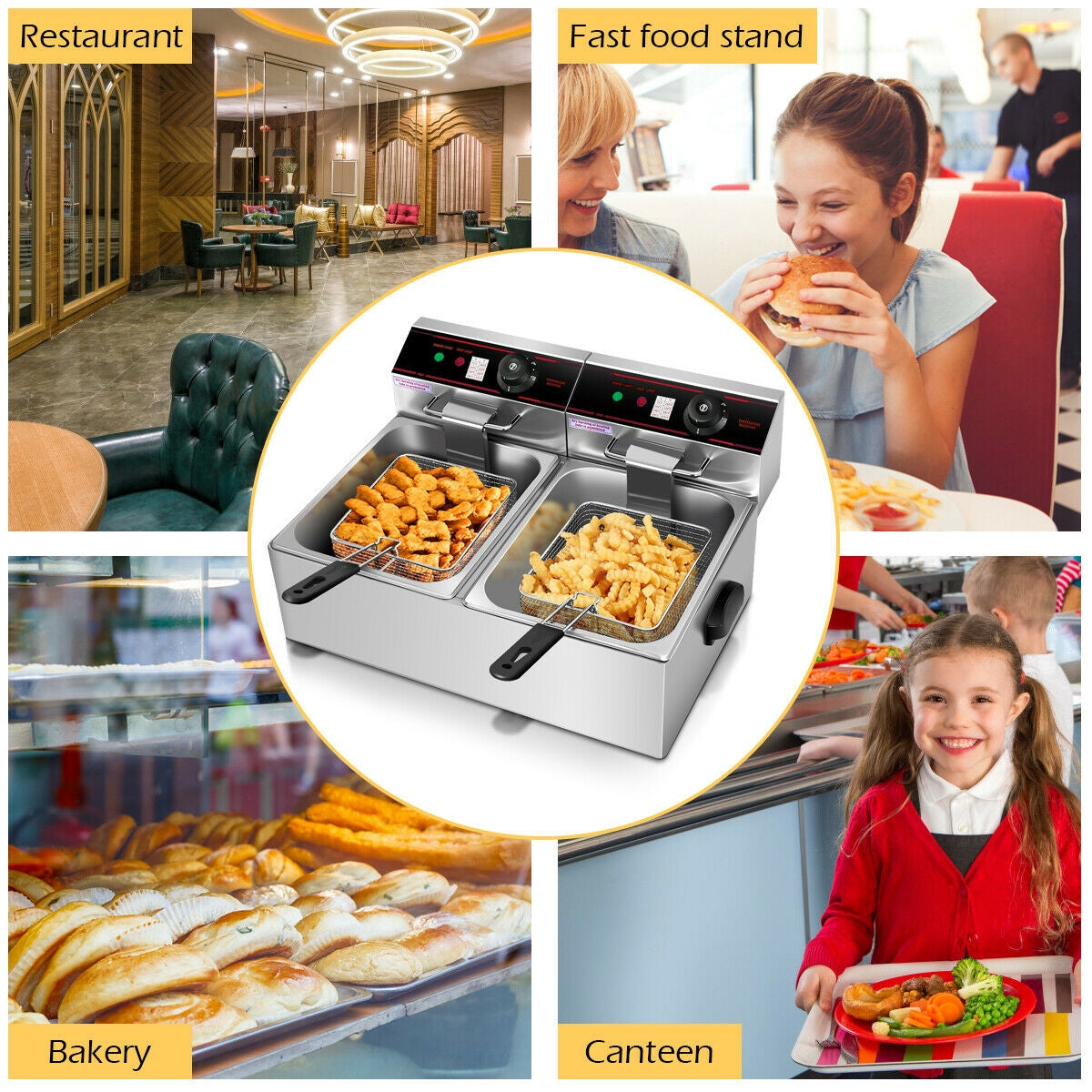 3400W Dual Tank Electric Countertop Deep FryerÂ
